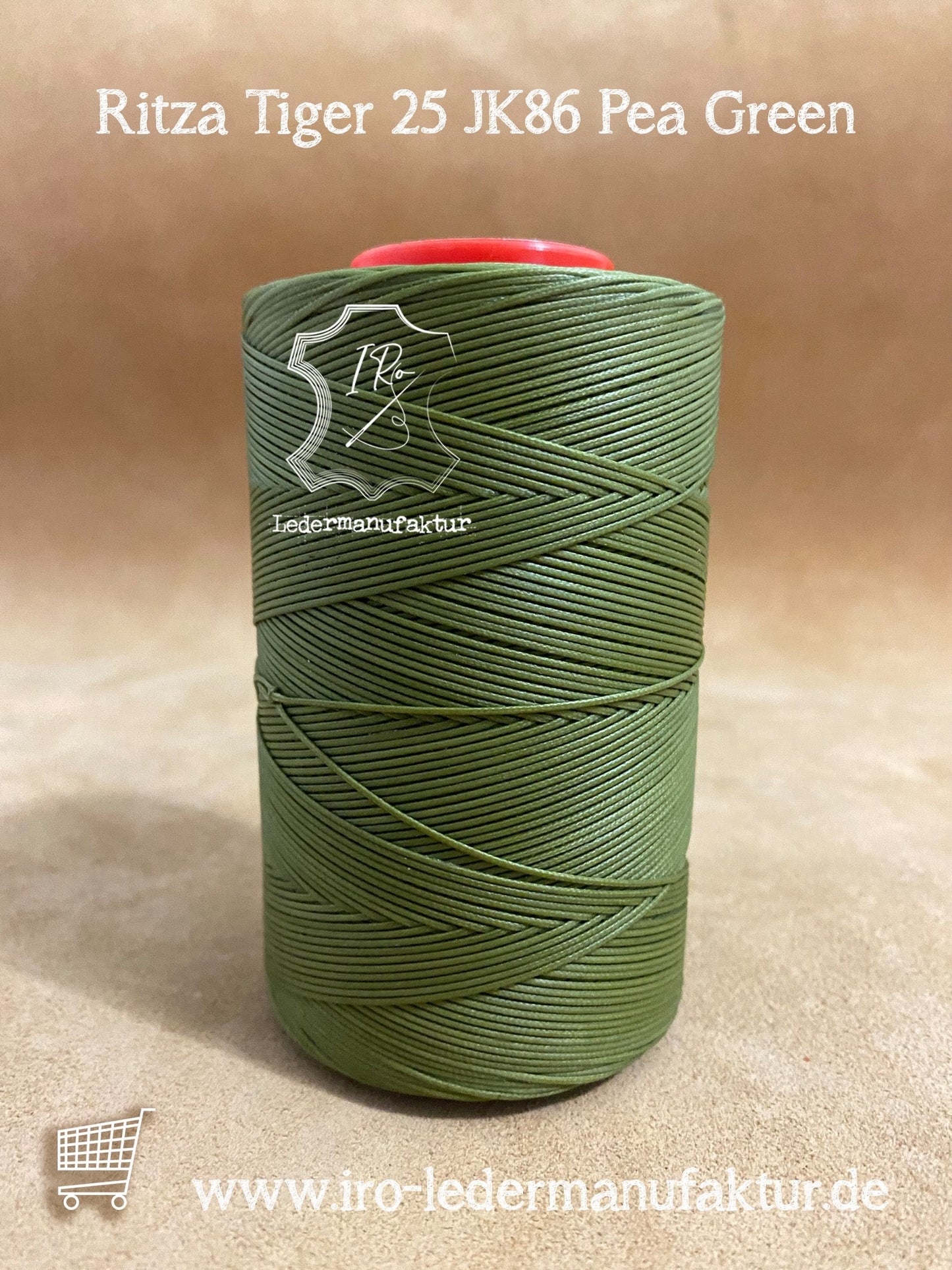 0,6 mm Ritza 25 tigre 50 m Spula | Filo da cucito per pelle, cerato. Punto a mano, forma piatta