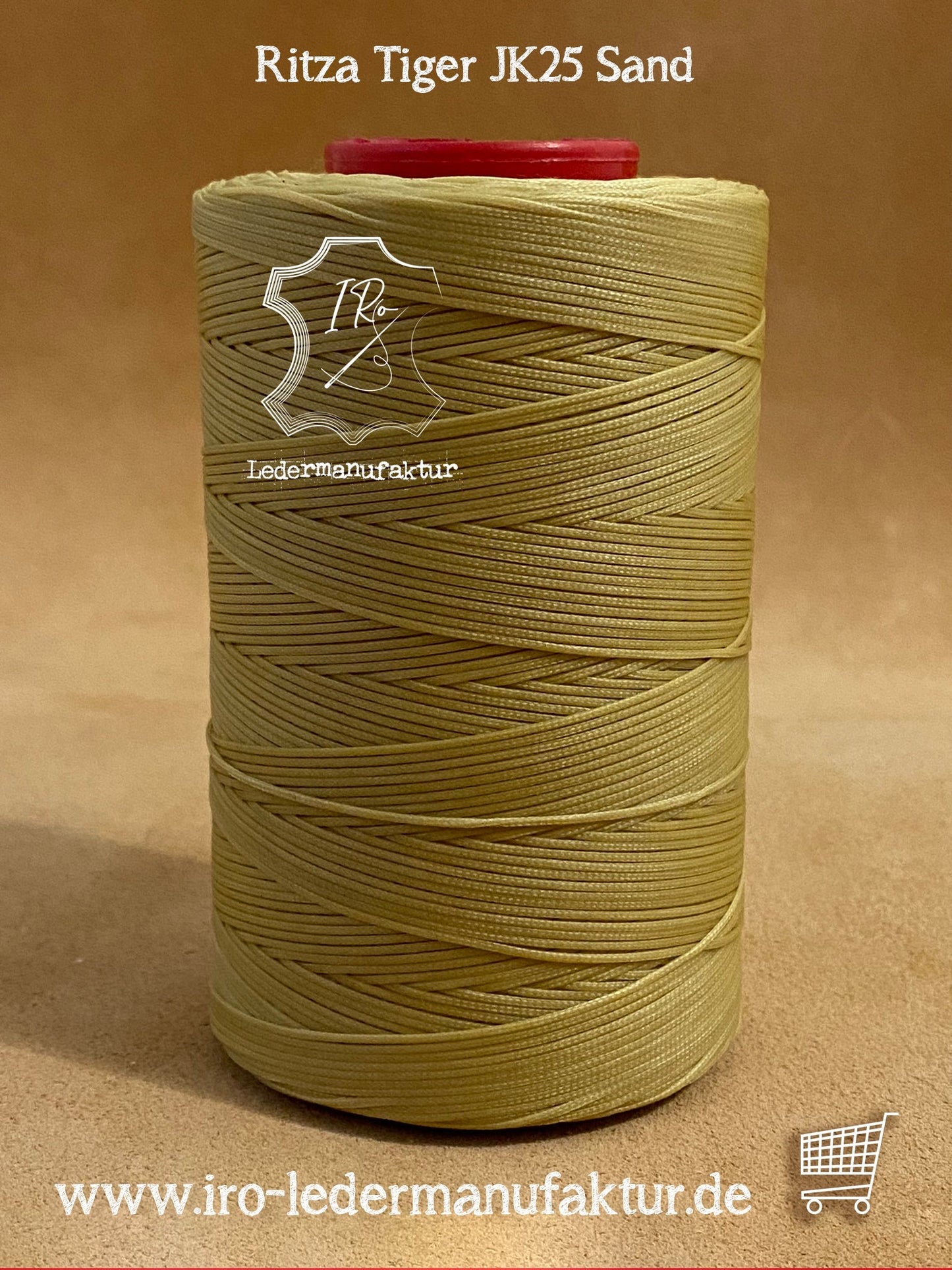 0,6 mm Ritza 25 tigre 100 m Spule | Filo da cucito per pelle, cerato. Punto a mano, forma piatta