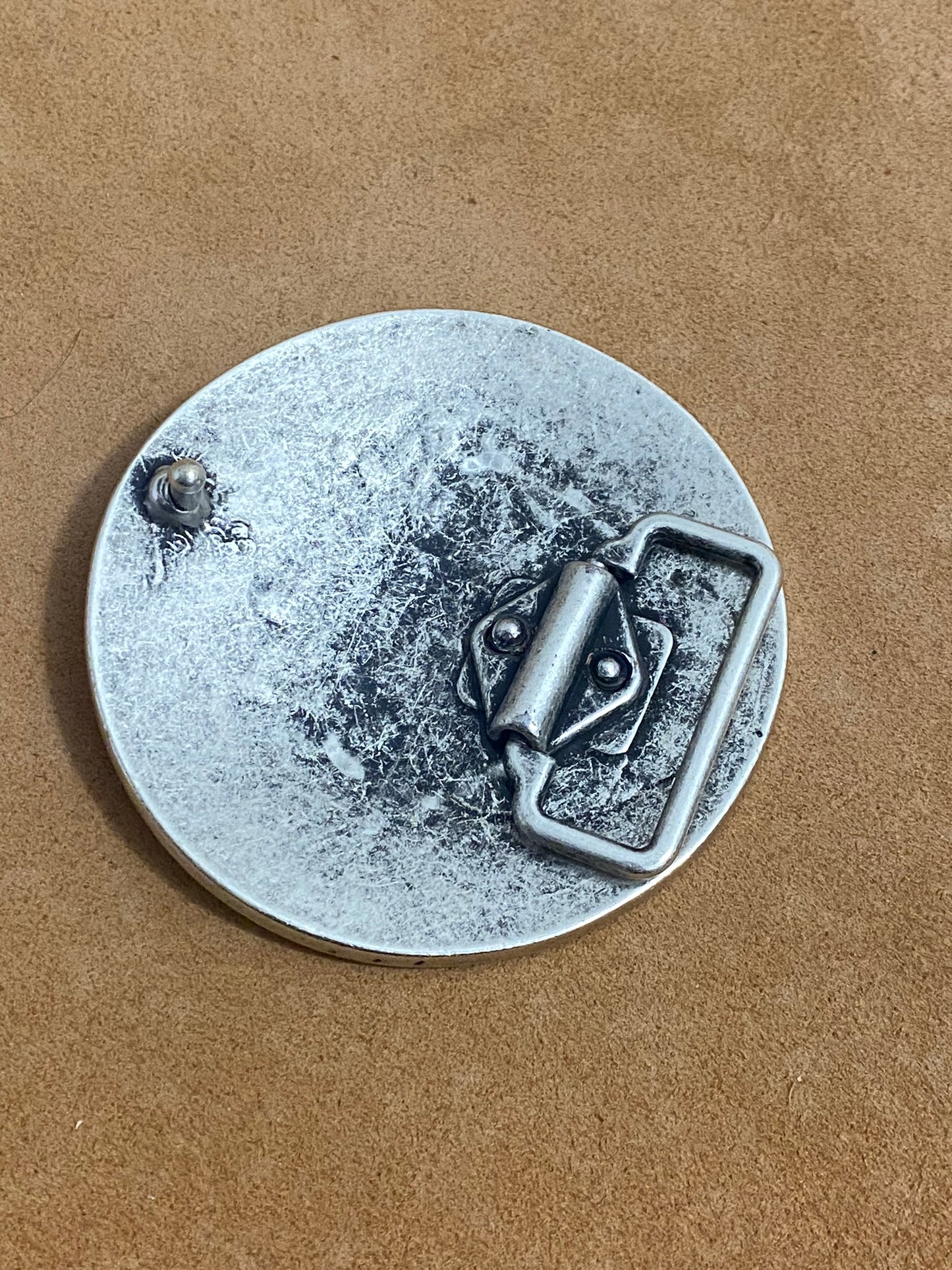 Viking buckle | diameter 85 mm | passage 38 mm | Old silver