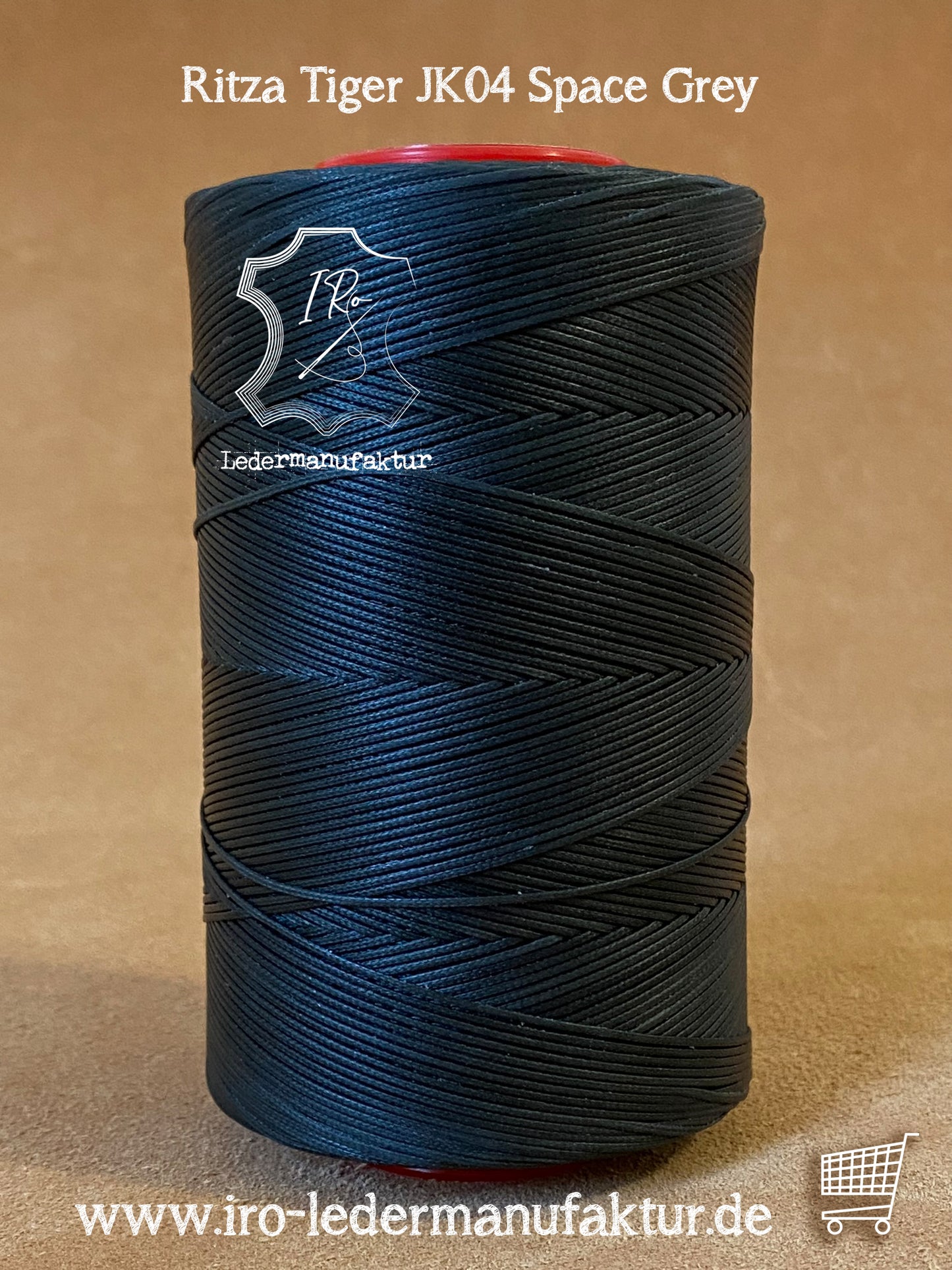0,8 mm Ritza 25 tigre 500 m Spula | Filo da cucito per pelle, cerato. Punto a mano, filo per cucire a mano, forma piatta
