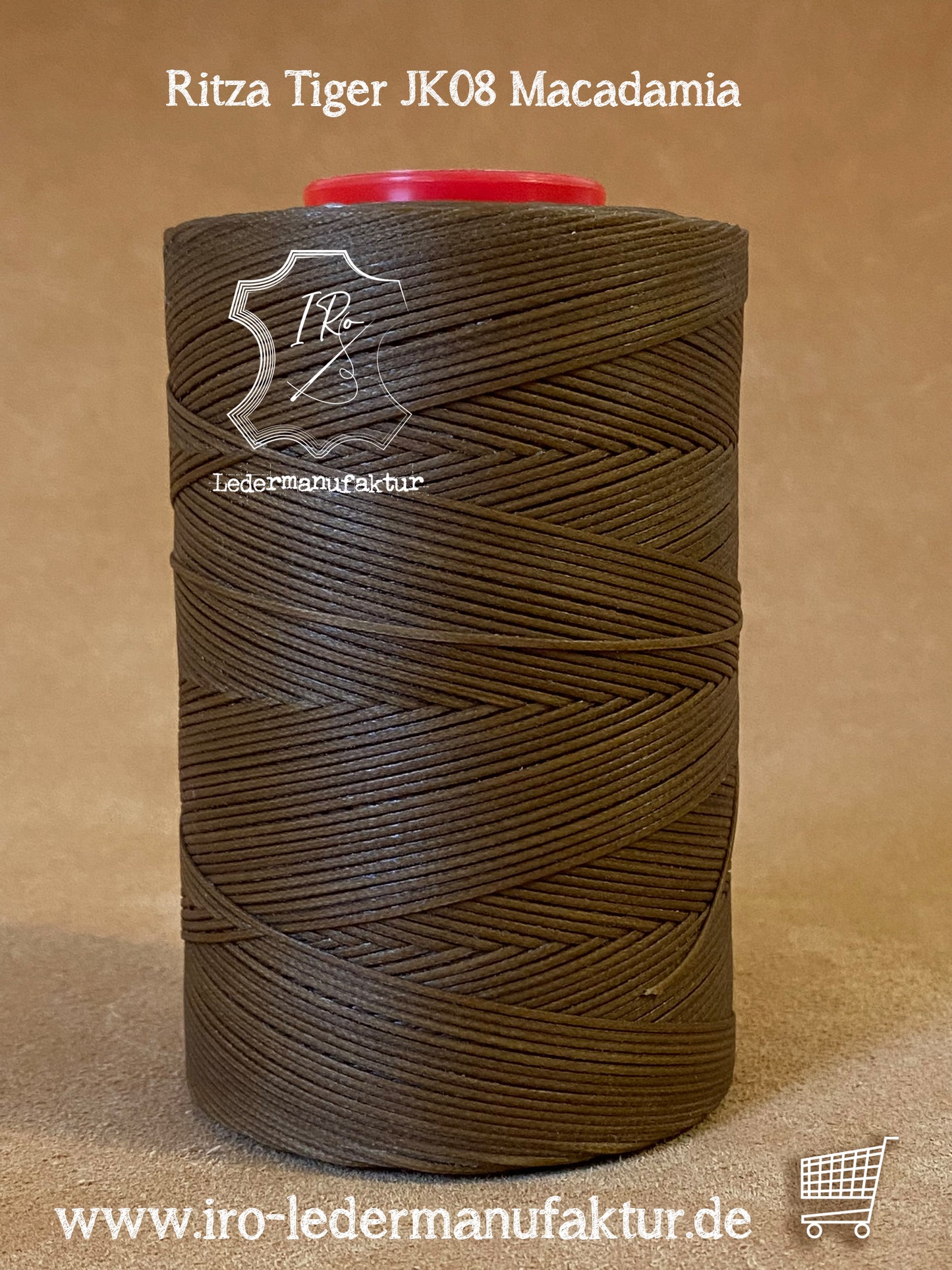 0,8 mm Ritza 25 tigre 500 m Spula | Filo da cucito per pelle, cerato. Punto a mano, filo per cucire a mano, forma piatta