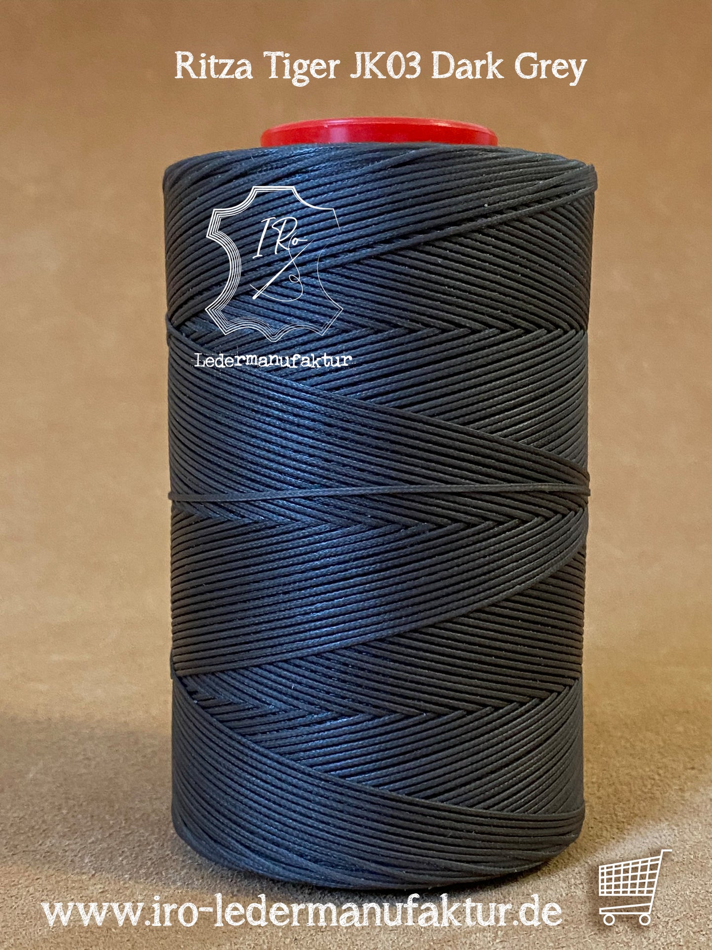 0,8 mm Ritza 25 tigre 500 m Spula | Filo da cucito per pelle, cerato. Punto a mano, filo per cucire a mano, forma piatta