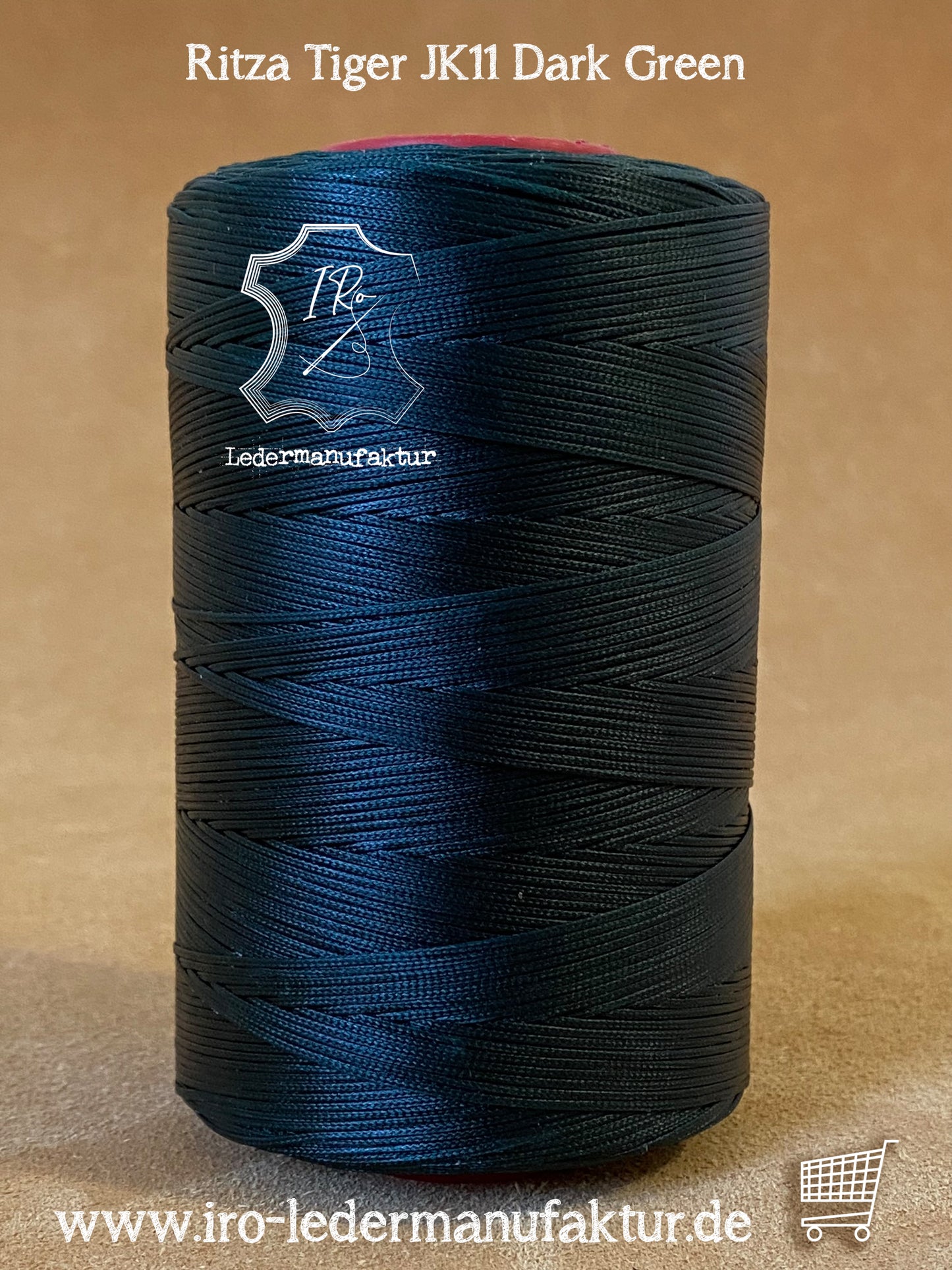 0,8 mm Ritza 25 tigre 500 m Spula | Filo da cucito per pelle, cerato. Punto a mano, filo per cucire a mano, forma piatta