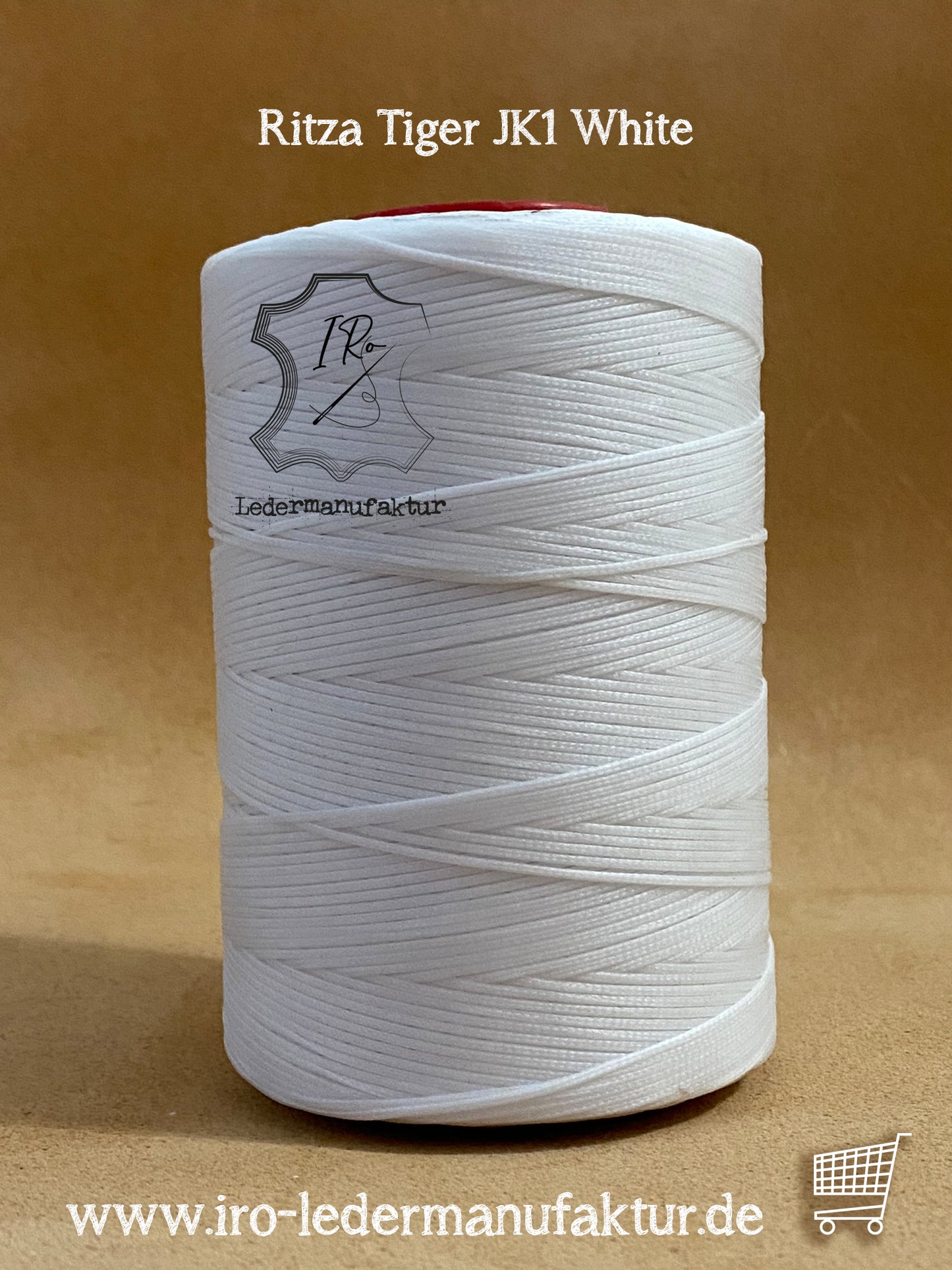 0,8 mm Ritza 25 tigre 500 m Spula | Filo da cucito per pelle, cerato. Punto a mano, filo per cucire a mano, forma piatta