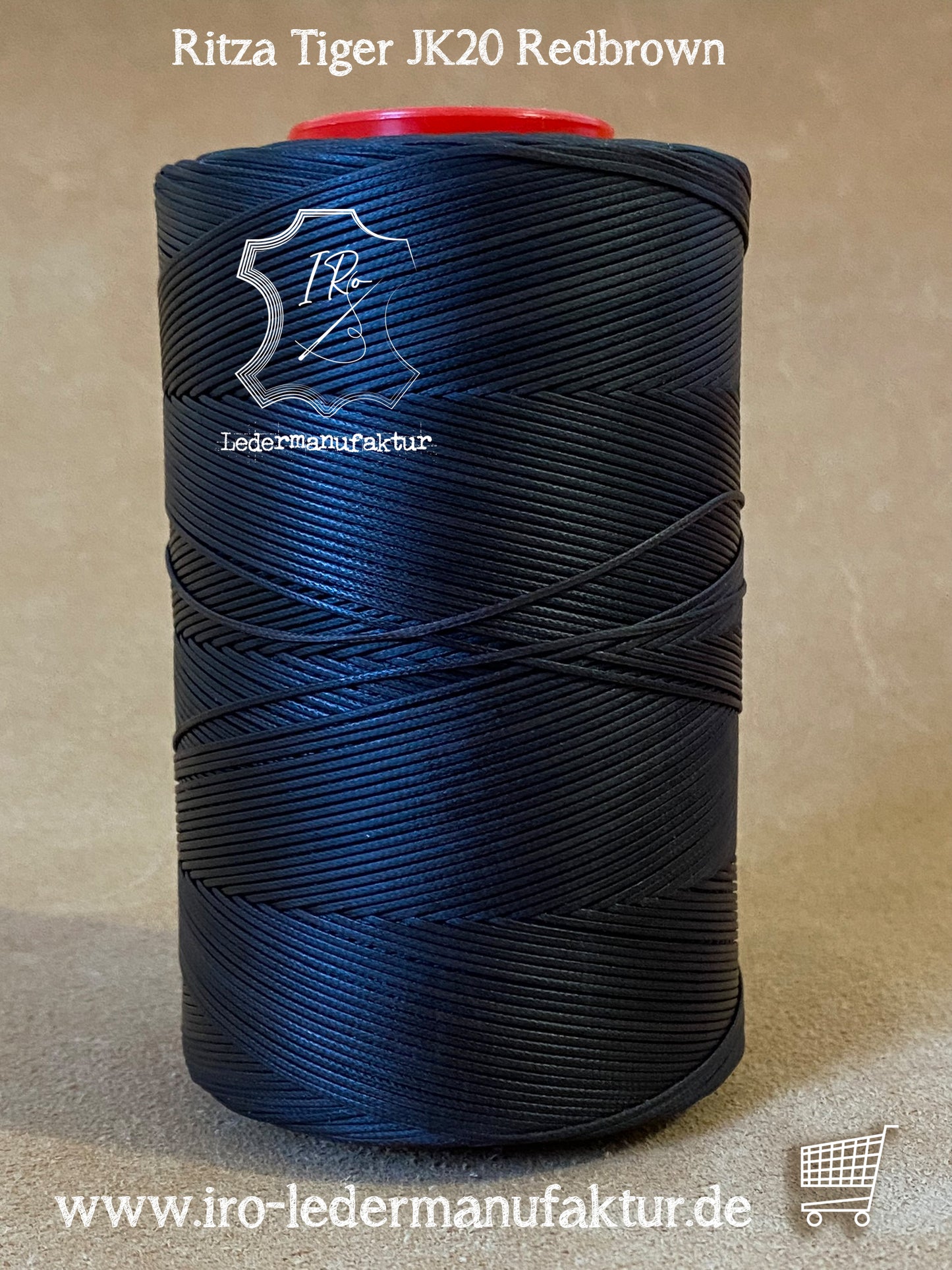 0,8 mm Ritza 25 tigre 50 m Spule | Filo da cucito per pelle, cerato. Punto a mano, forma piatta