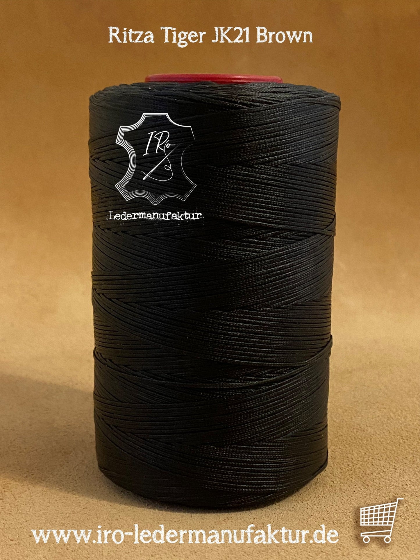 0,6 mm Ritza 25 tigre 100 m Spule | Filo da cucito per pelle, cerato. Punto a mano, forma piatta
