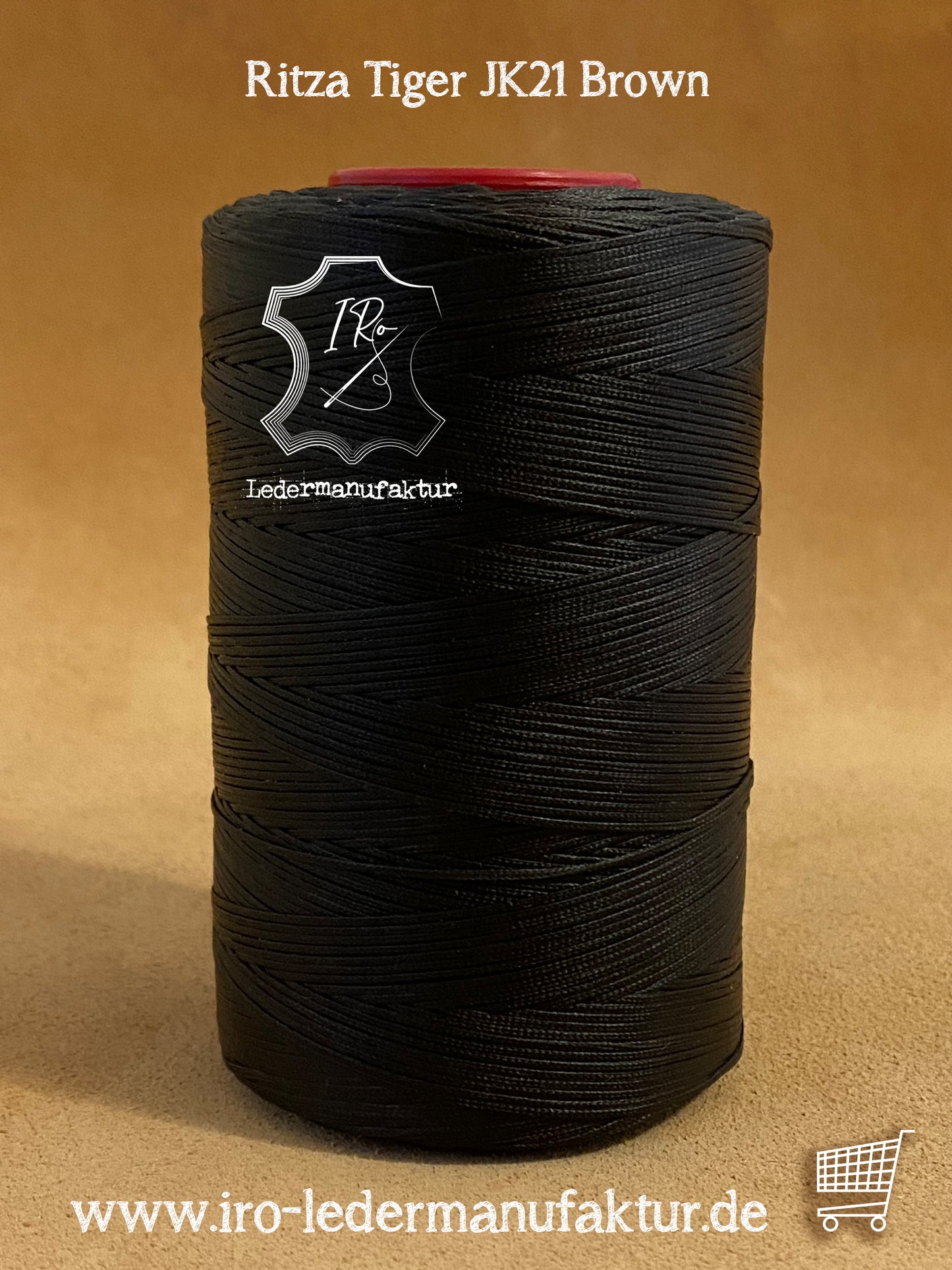 0,8 mm Ritza 25 tigre 500 m Spula | Filo da cucito per pelle, cerato. Punto a mano, filo per cucire a mano, forma piatta