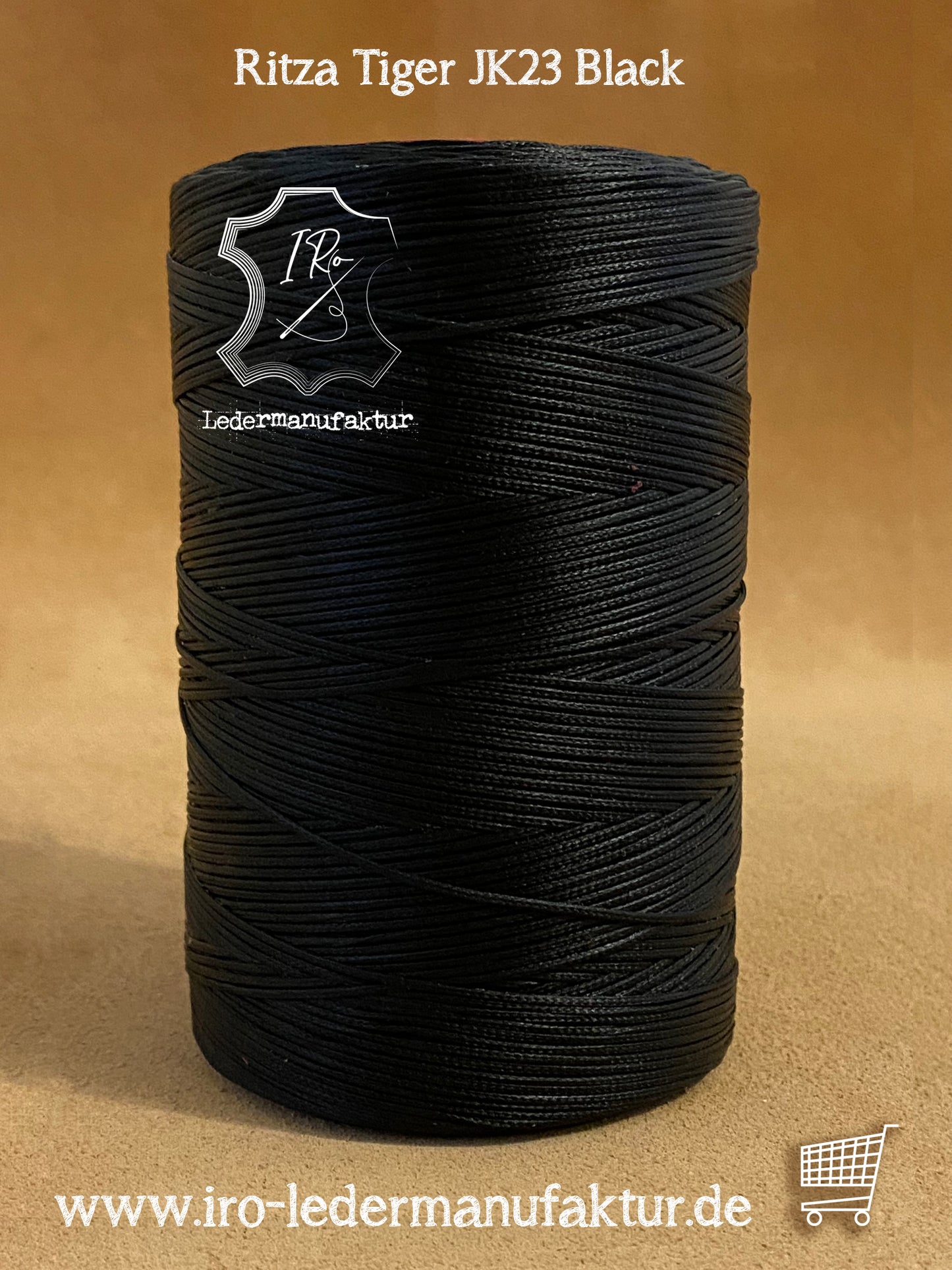 0,8 mm Ritza 25 tigre 500 m Spula | Filo da cucito per pelle, cerato. Punto a mano, filo per cucire a mano, forma piatta