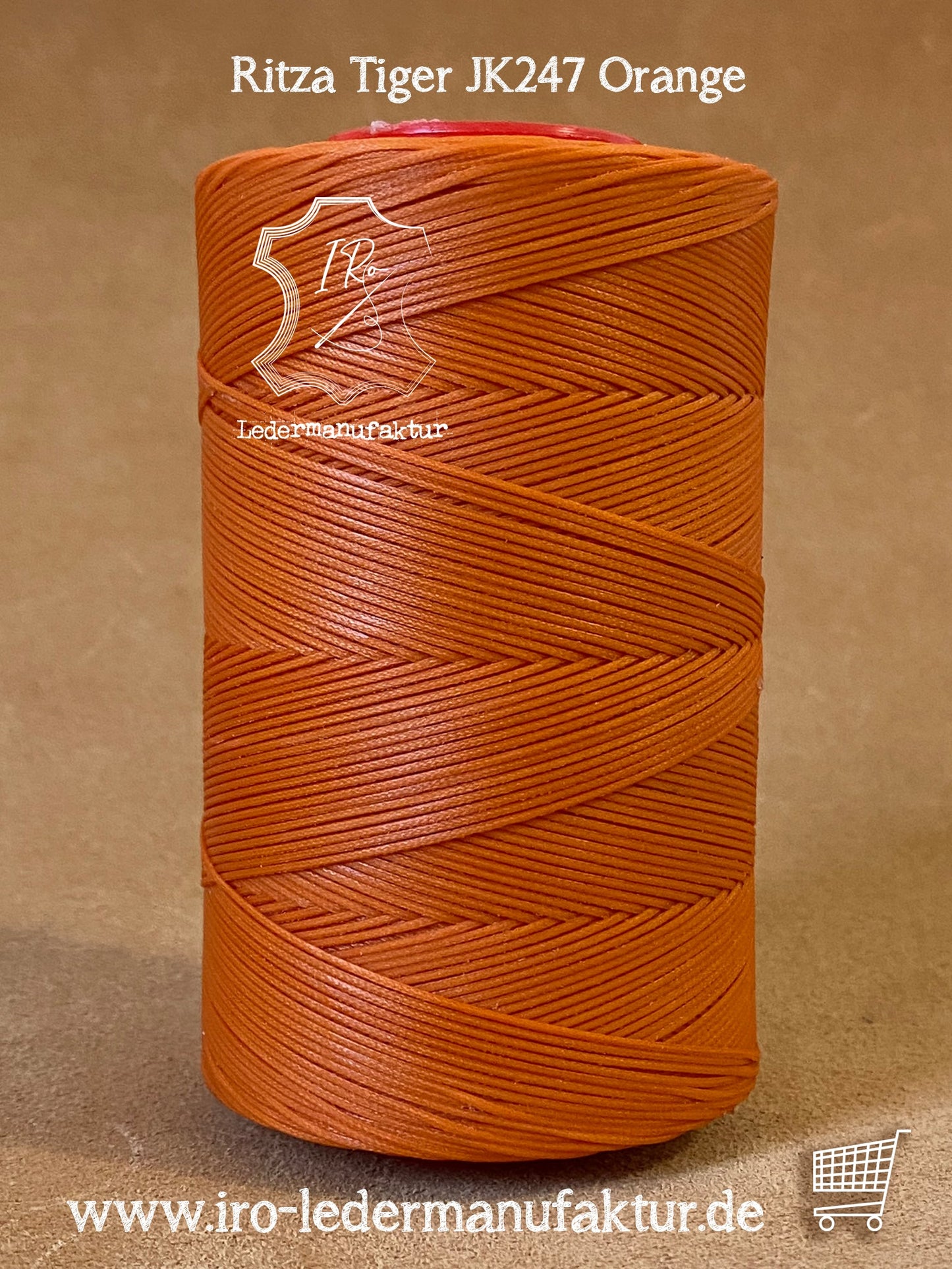 0,8 mm Ritza 25 tigre 100 m Spula | Filo da cucito per pelle, cerato. Punto a mano, forma piatta