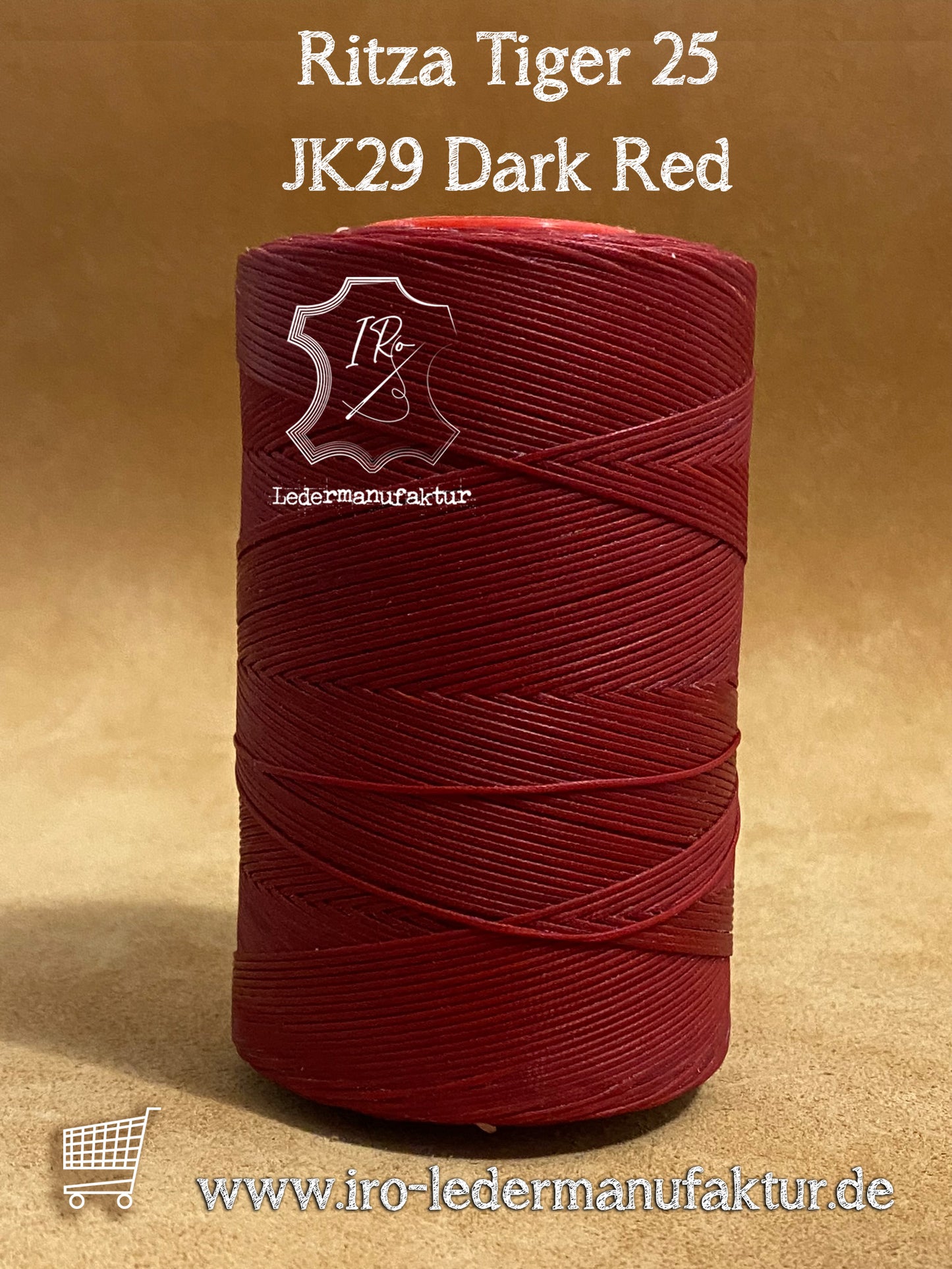 0,6 mm Ritza 25 tigre 100 m Spule | Filo da cucito per pelle, cerato. Punto a mano, forma piatta