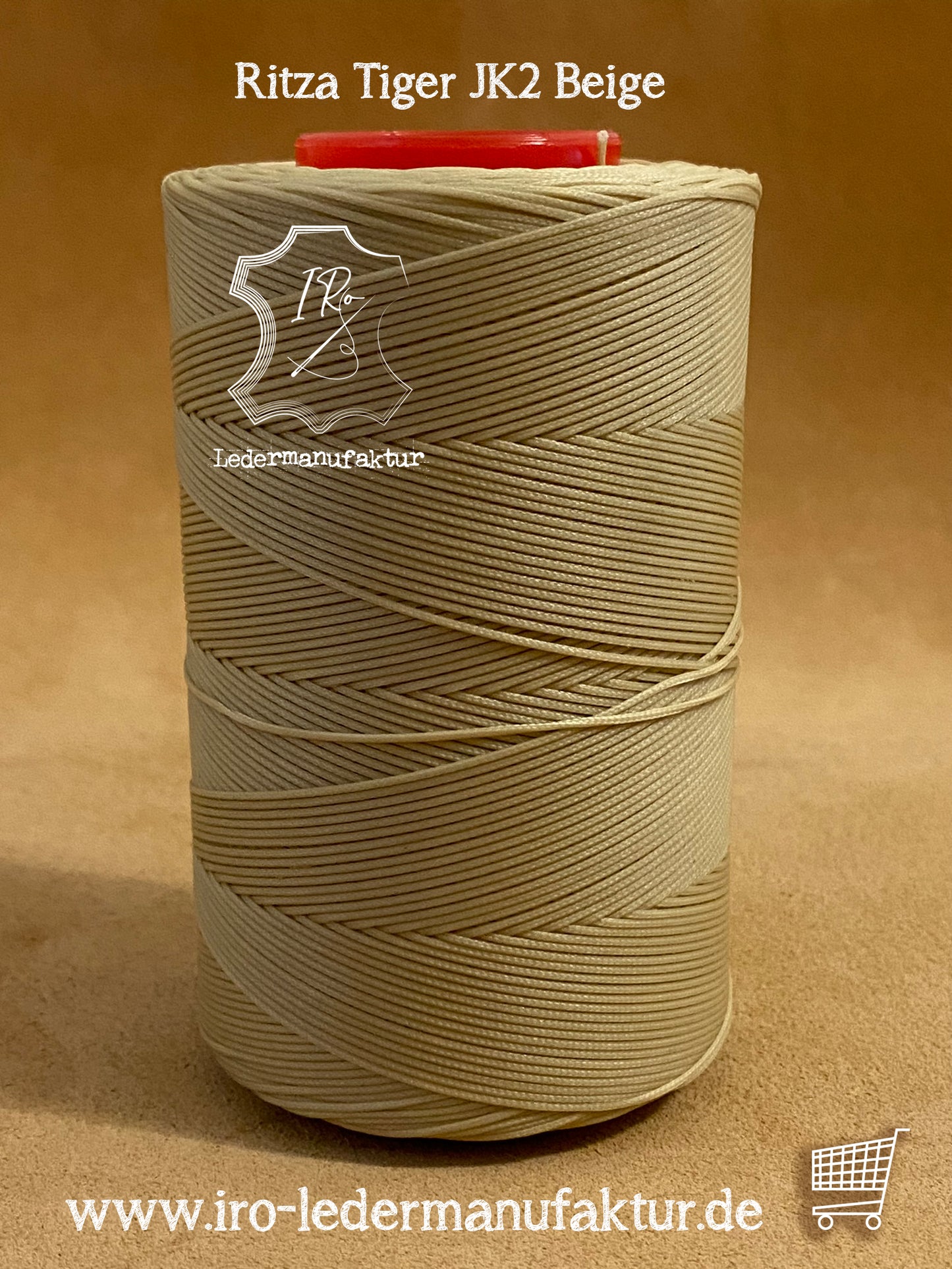 0,8 mm Ritza 25 tigre 500 m Spula | Filo da cucito per pelle, cerato. Punto a mano, filo per cucire a mano, forma piatta