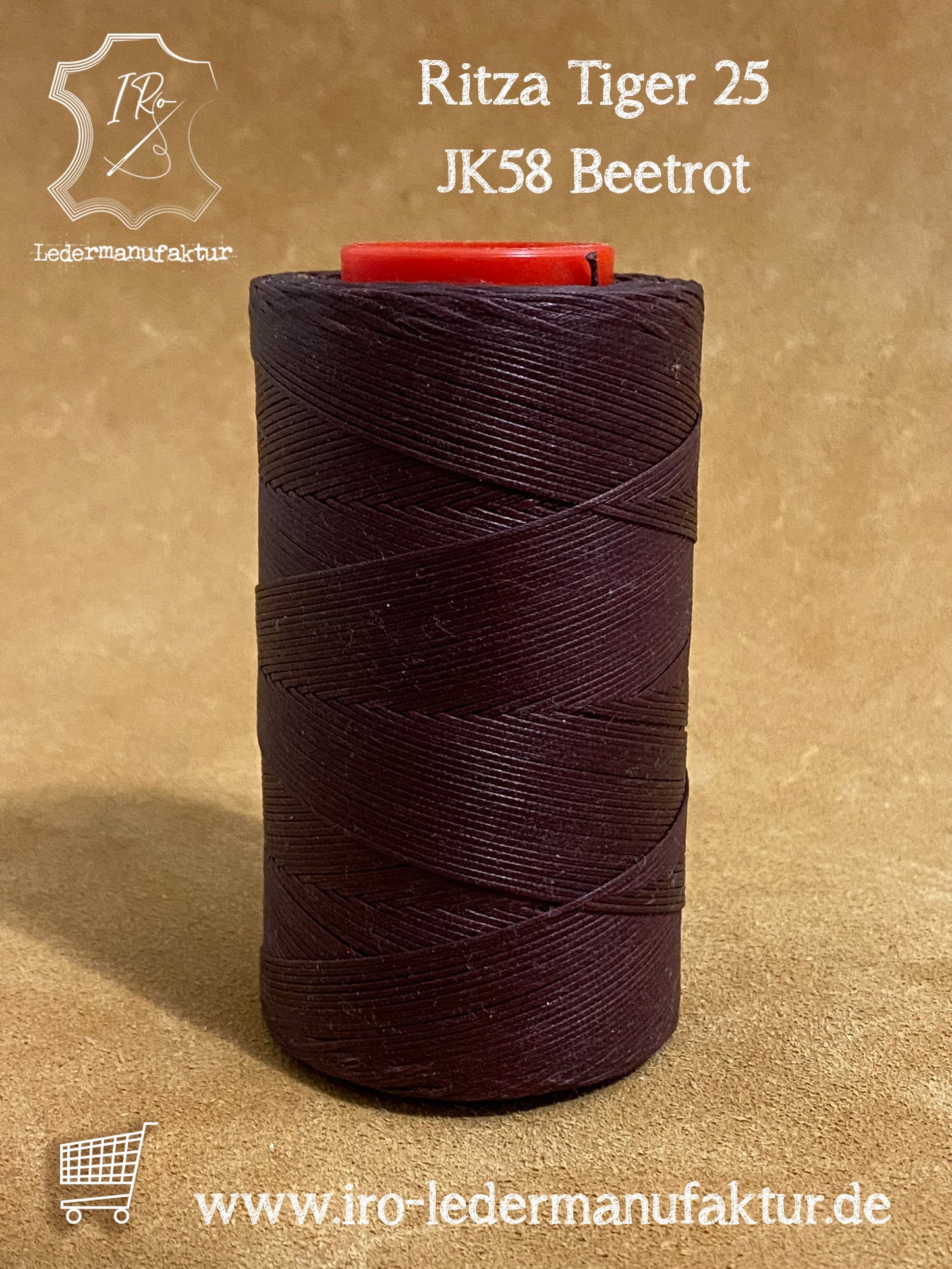 0,8 mm Ritza 25 tigre 500 m Spula | Filo da cucito per pelle, cerato. Punto a mano, filo per cucire a mano, forma piatta