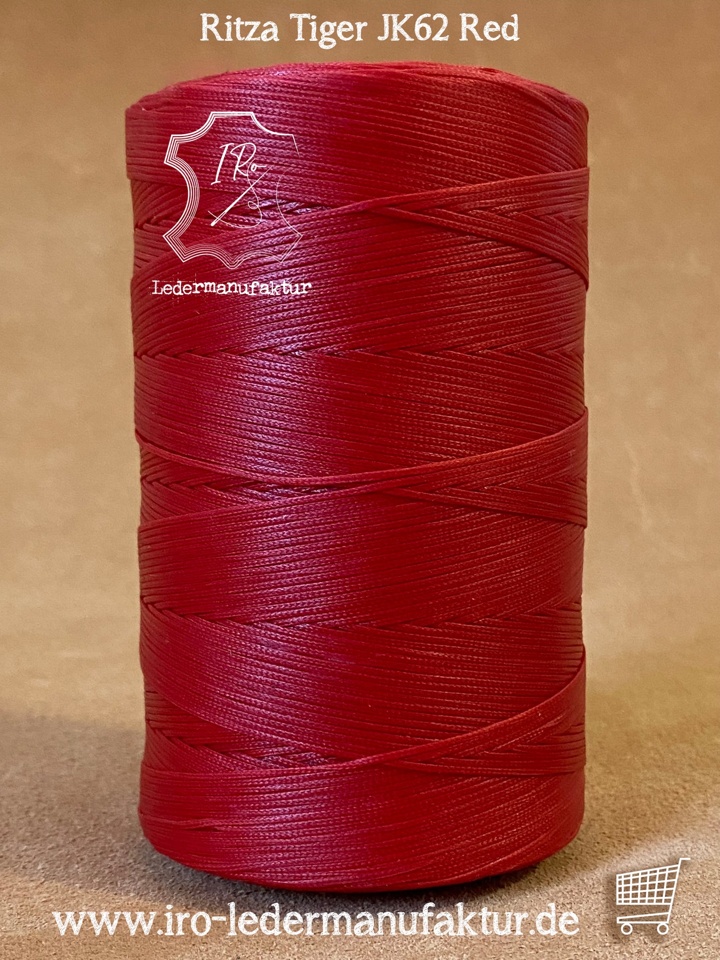 0,8 mm Ritza 25 tigre 500 m Spula | Filo da cucito per pelle, cerato. Punto a mano, filo per cucire a mano, forma piatta