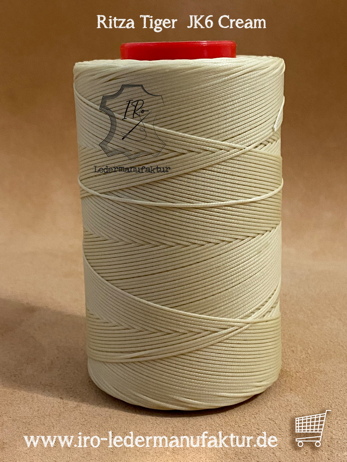 0,8 mm Ritza 25 tigre 500 m Spula | Filo da cucito per pelle, cerato. Punto a mano, filo per cucire a mano, forma piatta