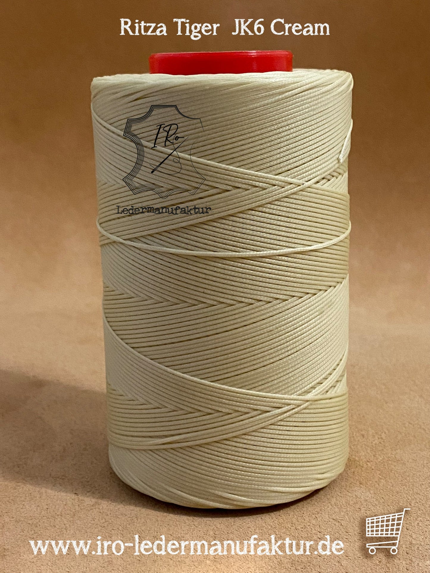 0,8 mm Ritza 25 tigre 100 m Spula | Filo da cucito per pelle, cerato. Punto a mano, forma piatta