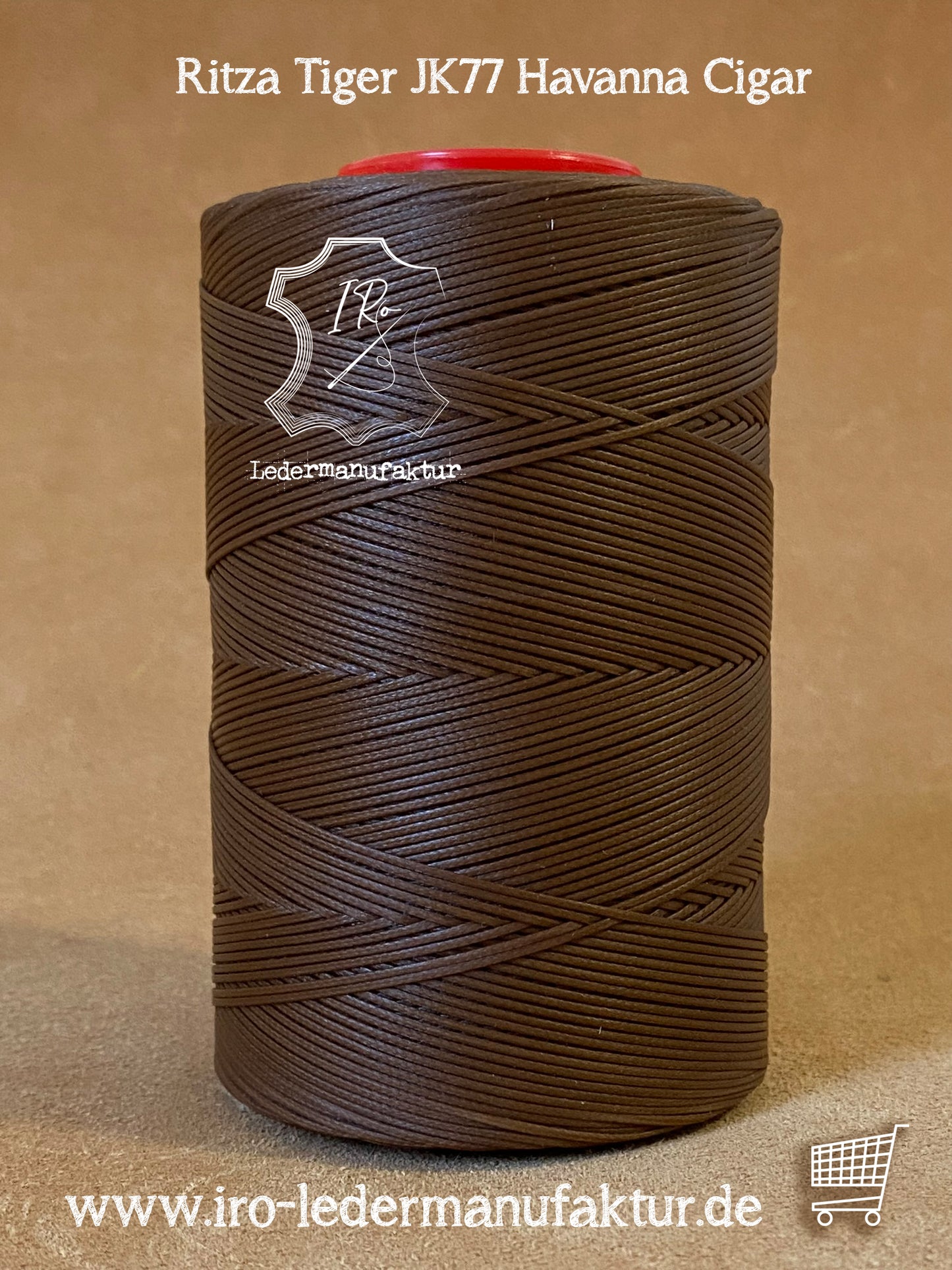 0,8 mm Ritza 25 tigre 100 m Spula | Filo da cucito per pelle, cerato. Punto a mano, forma piatta
