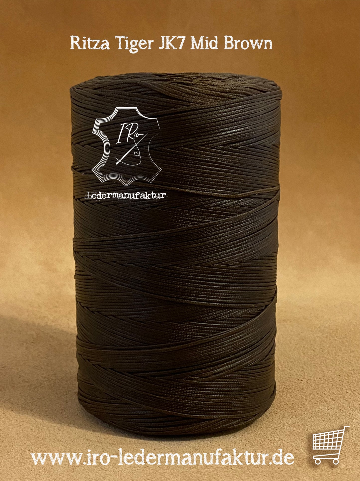 0,6 mm Ritza 25 tigre 100 m Spule | Filo da cucito per pelle, cerato. Punto a mano, forma piatta