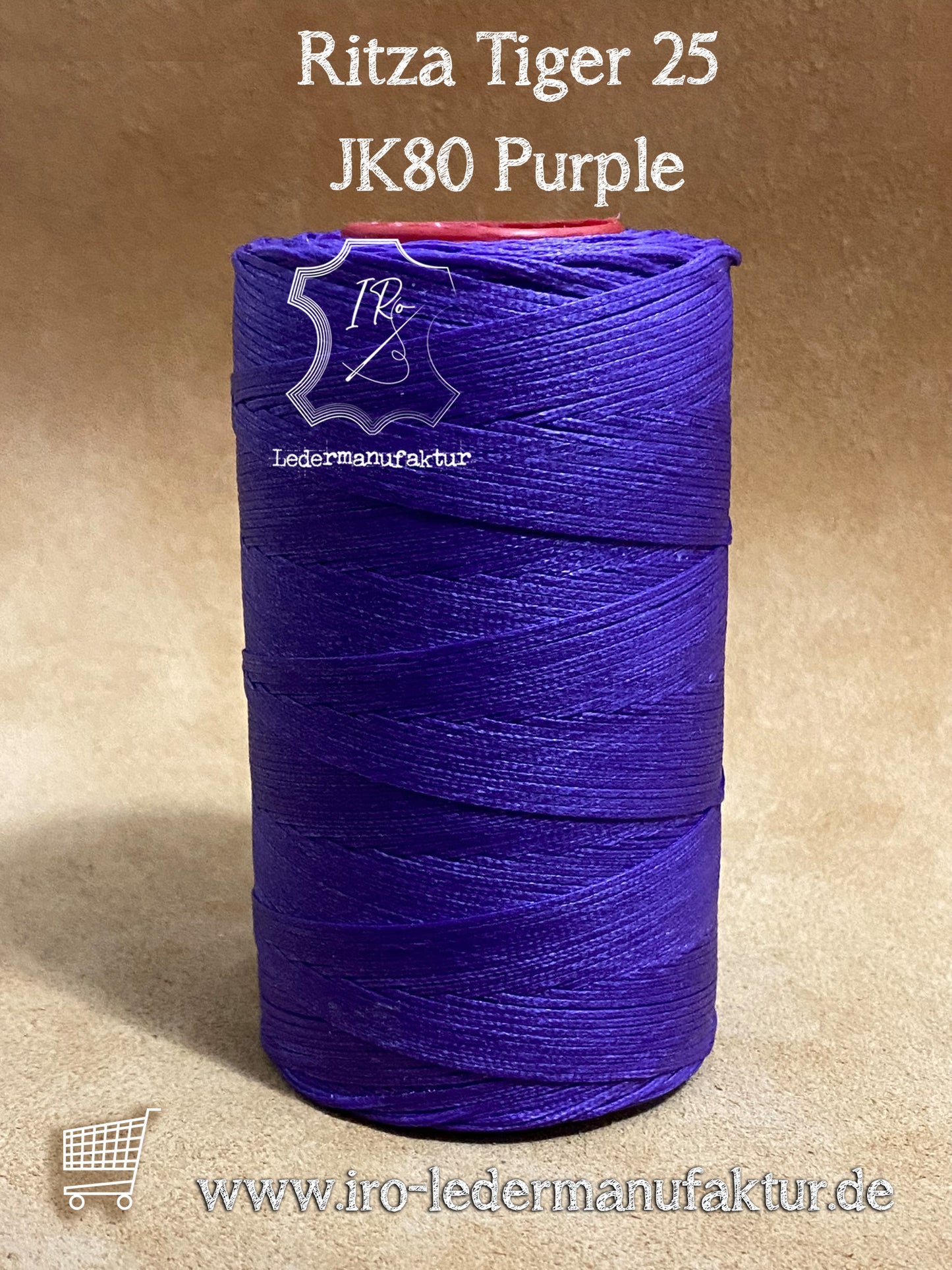0,6 mm Ritza 25 tigre 100 m Spule | Filo da cucito per pelle, cerato. Punto a mano, forma piatta