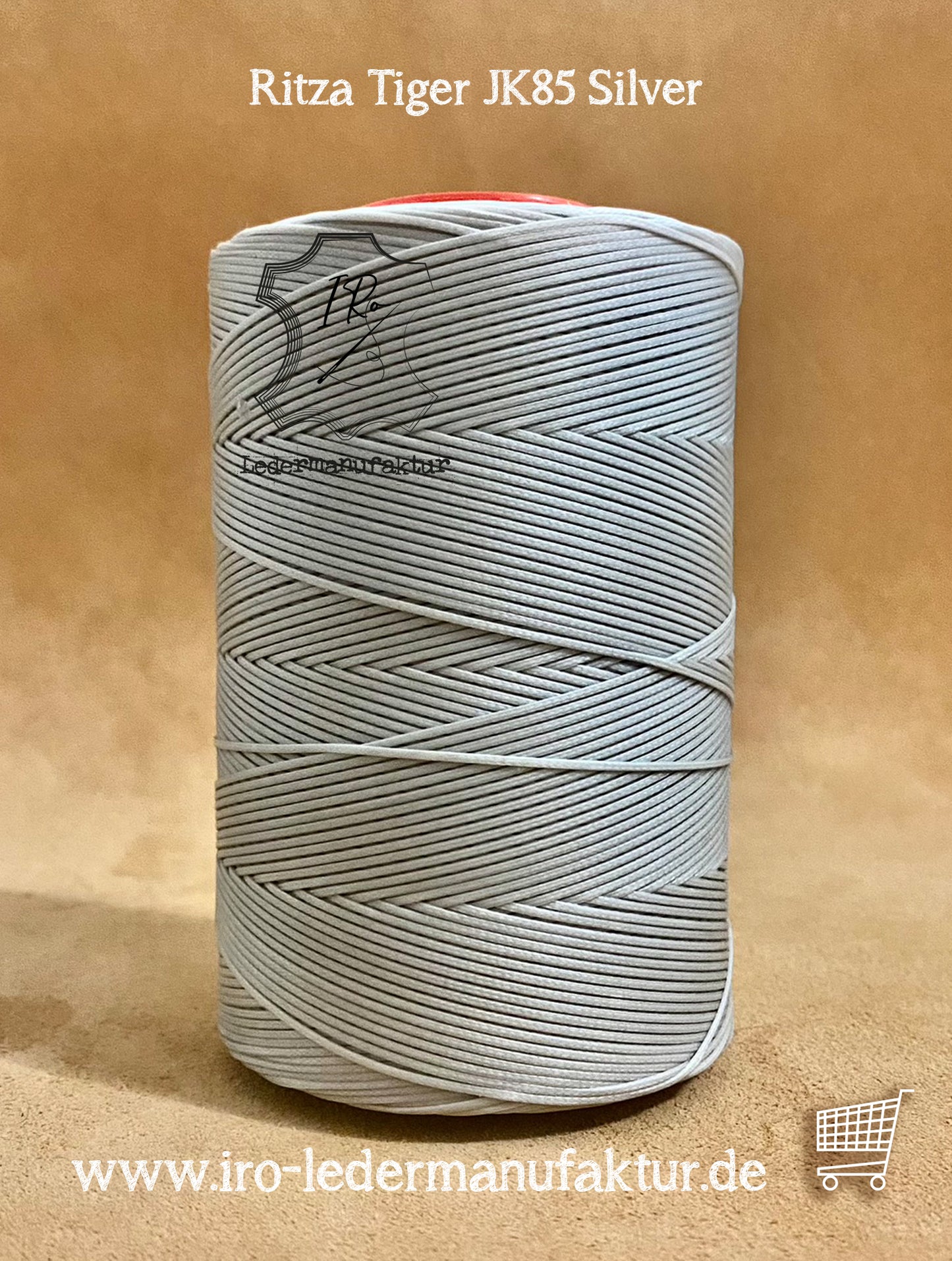 0,6 mm Ritza 25 tigre 100 m Spule | Filo da cucito per pelle, cerato. Punto a mano, forma piatta