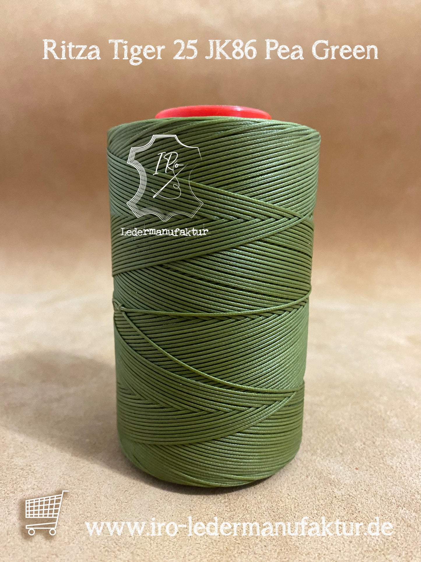 0,8 mm Ritza 25 tigre 500 m Spula | Filo da cucito per pelle, cerato. Punto a mano, filo per cucire a mano, forma piatta