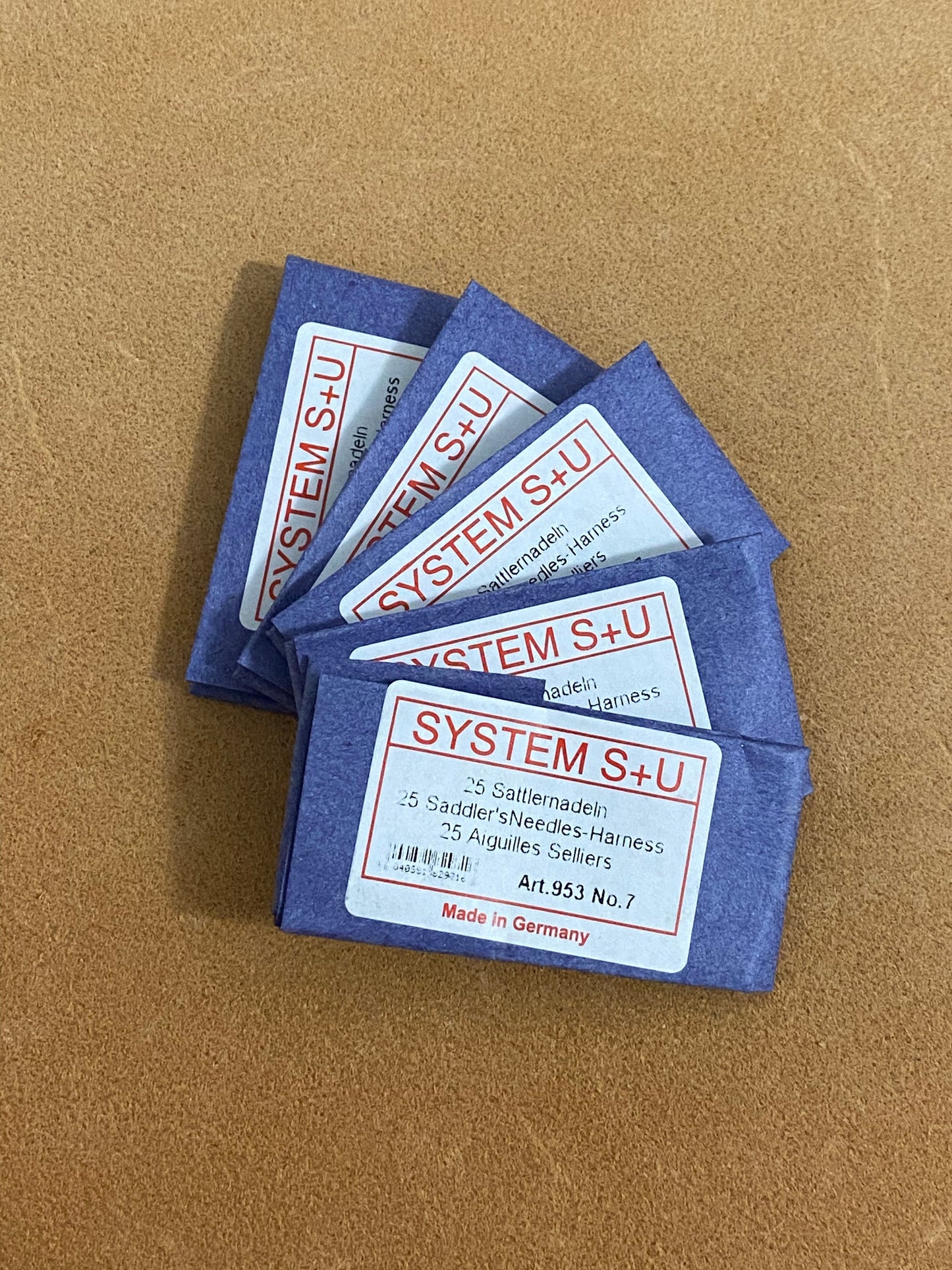 Confezione da 10 aghi da sellaio, smussi | Sistema S+U | gr. 1 - 2/0 - 4/0 - 3 -5 - 7. Merci tedesche.