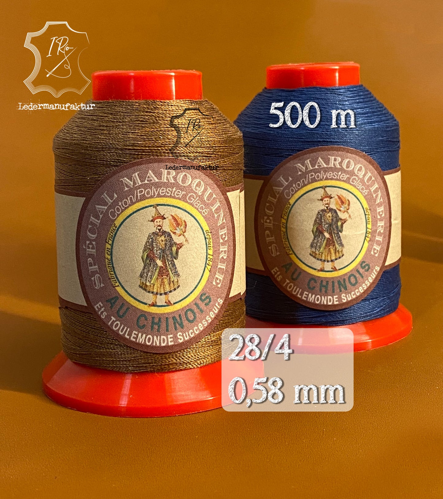 Polycottongarn Speciale Pelletteria Fil Au Chinois 28/4 | Bobina da 70 g | 0,58 mm | 500 m