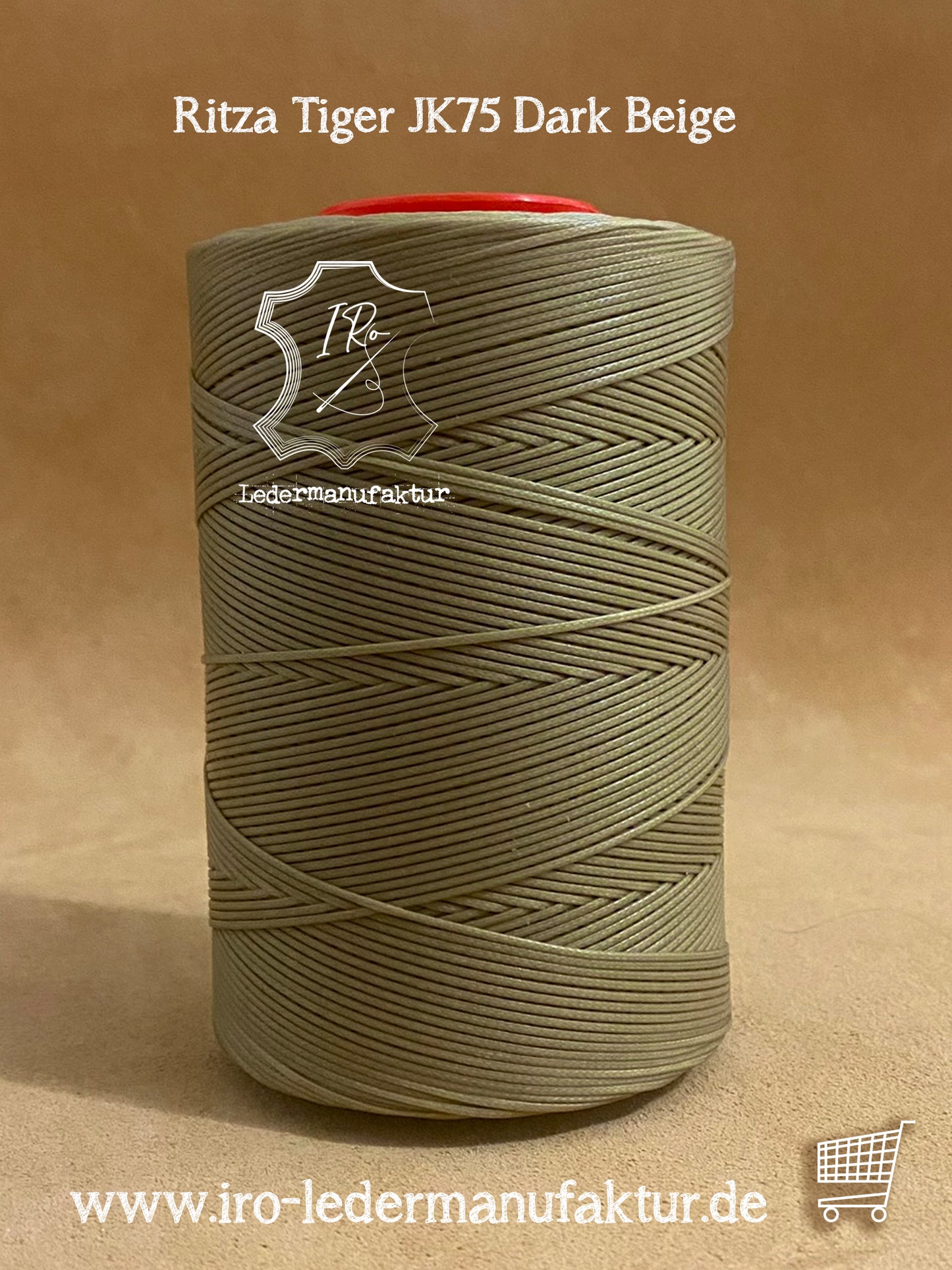 1 mm Ritza 25 tigre 50 m Spule | Filo da cucito per pelle, cerato. Punto a mano, forma piatta