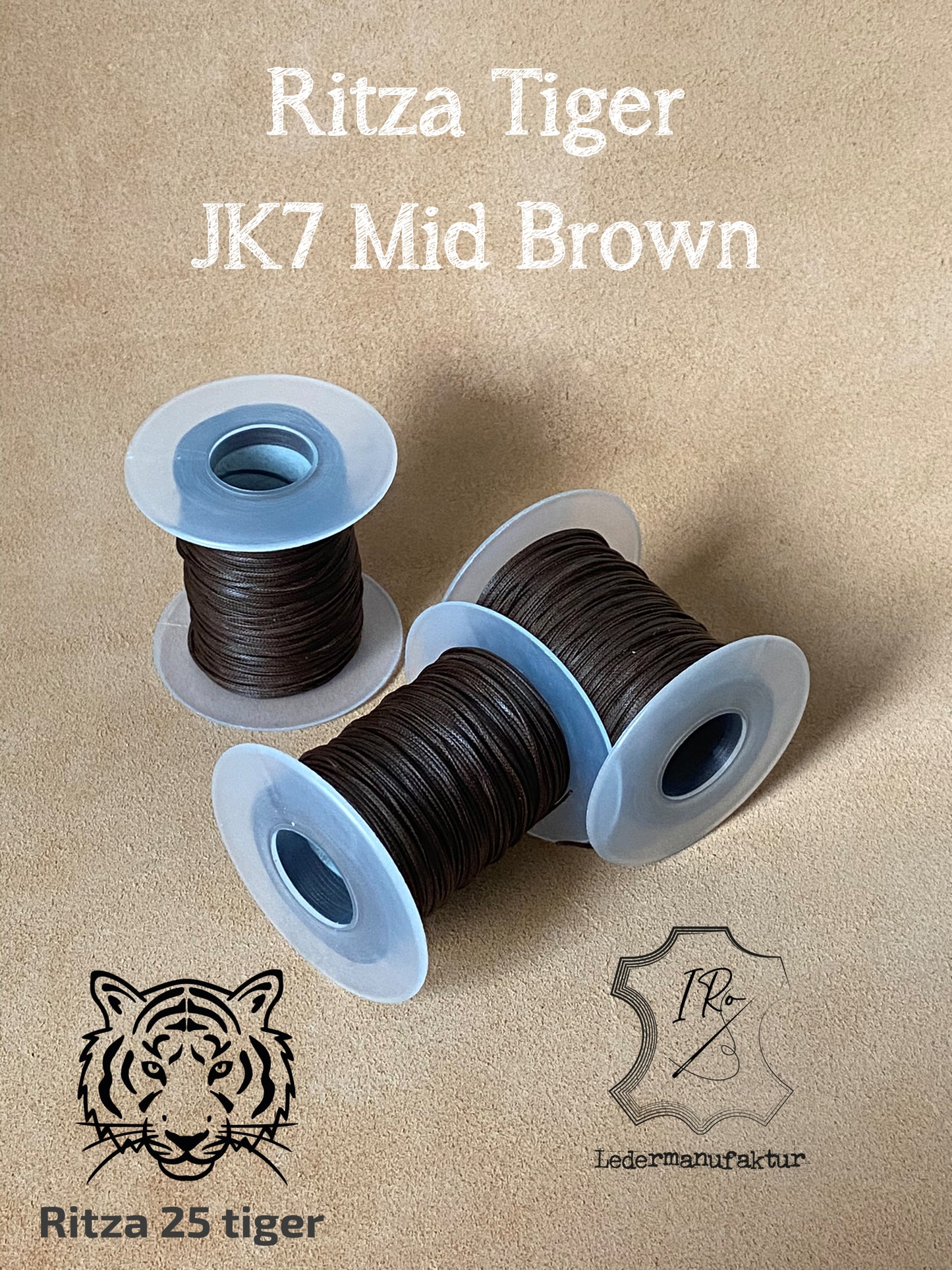 0,8 mm Ritza 25 tigre <50 m | Filo da cucito per pelle, cerato. Punto a mano, forma piatta