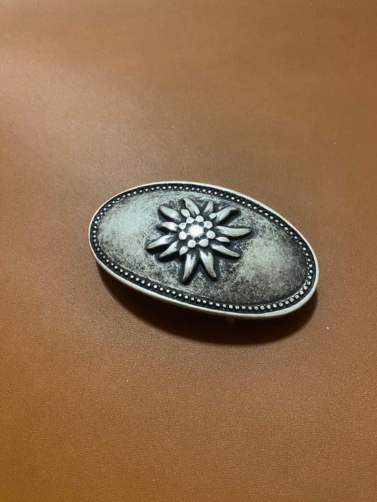 Belt buckle Edelweiss motif 40 mm diameter