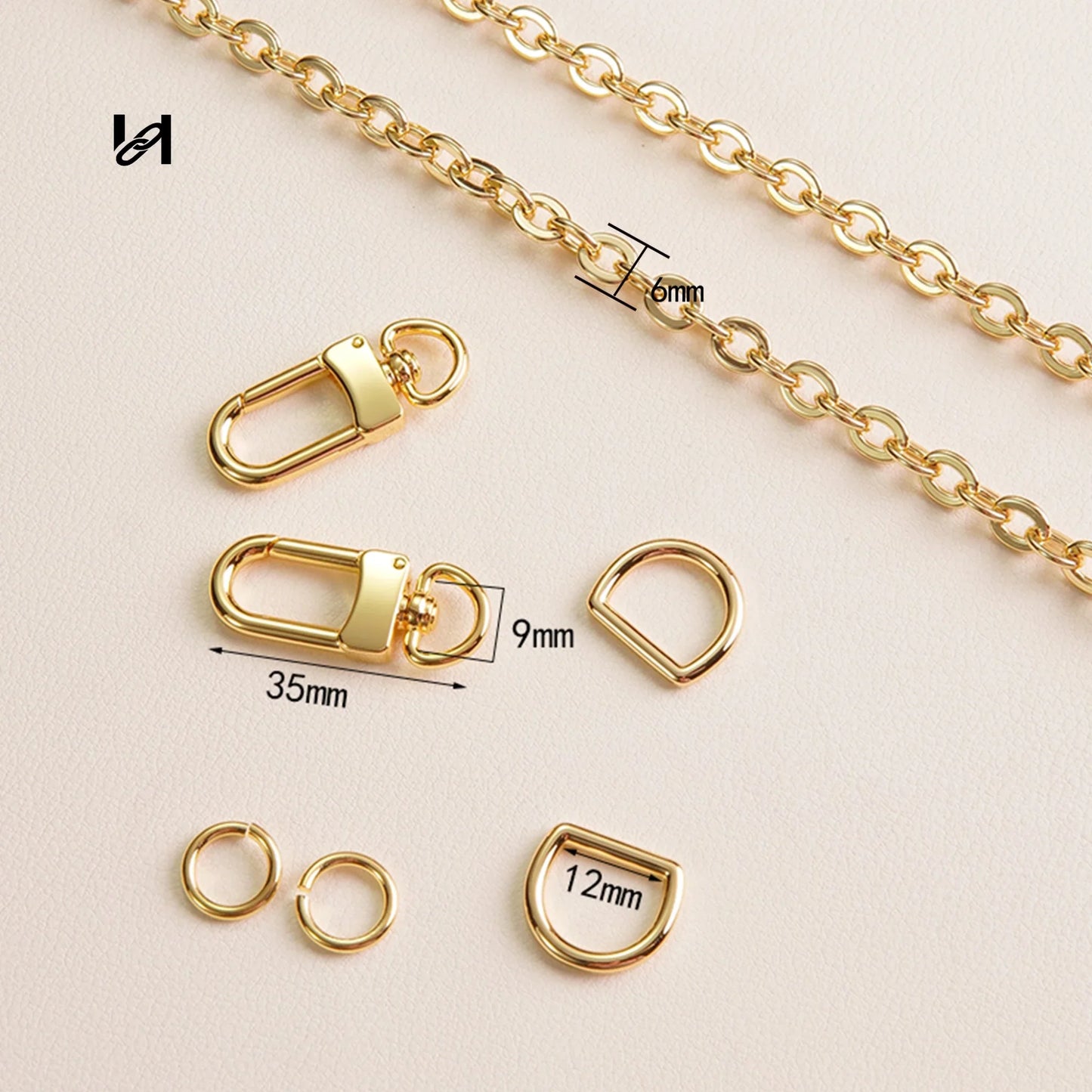 Hility Baghardware 6mm Stainless Steel 3-in-1 Chain Strap for Bags