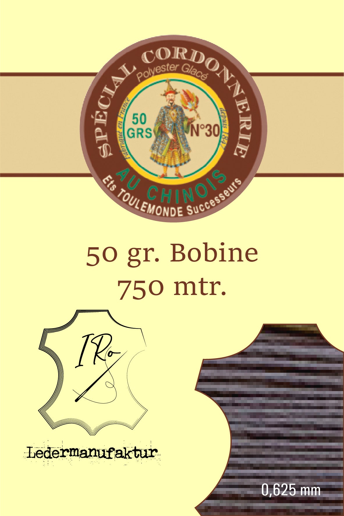 Filato misto cotone speciale pelletteria Fil Au Chinois 50/3 | Bobina da 70g | 0,33 mm | 1000 m