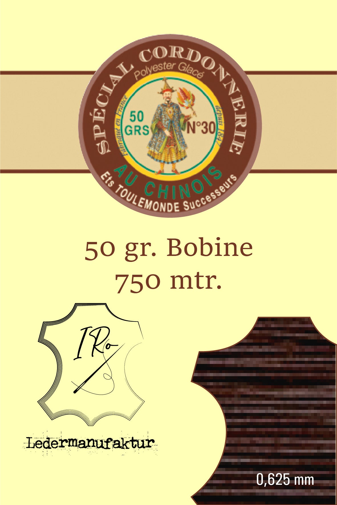 Filato misto cotone speciale pelletteria Fil Au Chinois 50/3 | Bobina da 70g | 0,33 mm | 1000 m