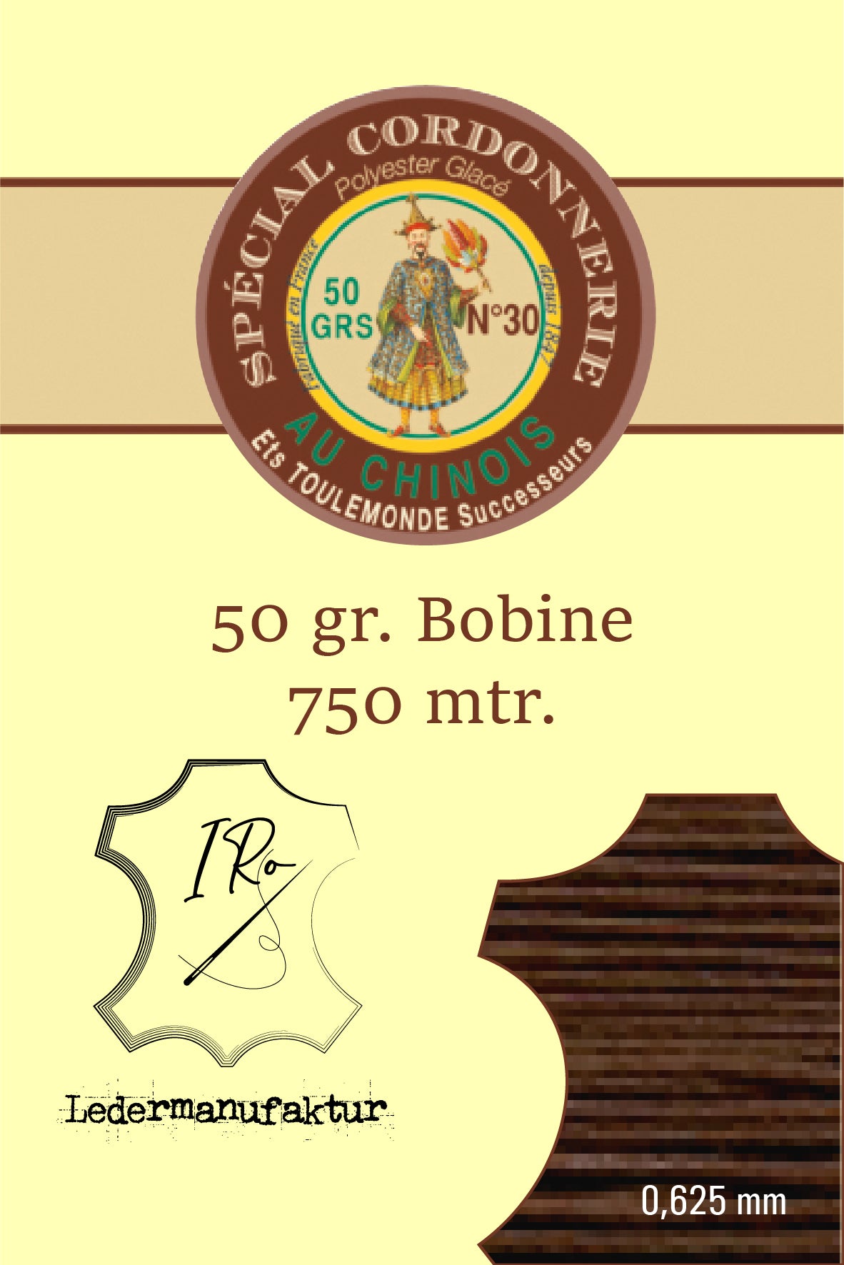 Filato misto cotone speciale pelletteria Fil Au Chinois 50/3 | Bobina da 70g | 0,33 mm | 1000 m