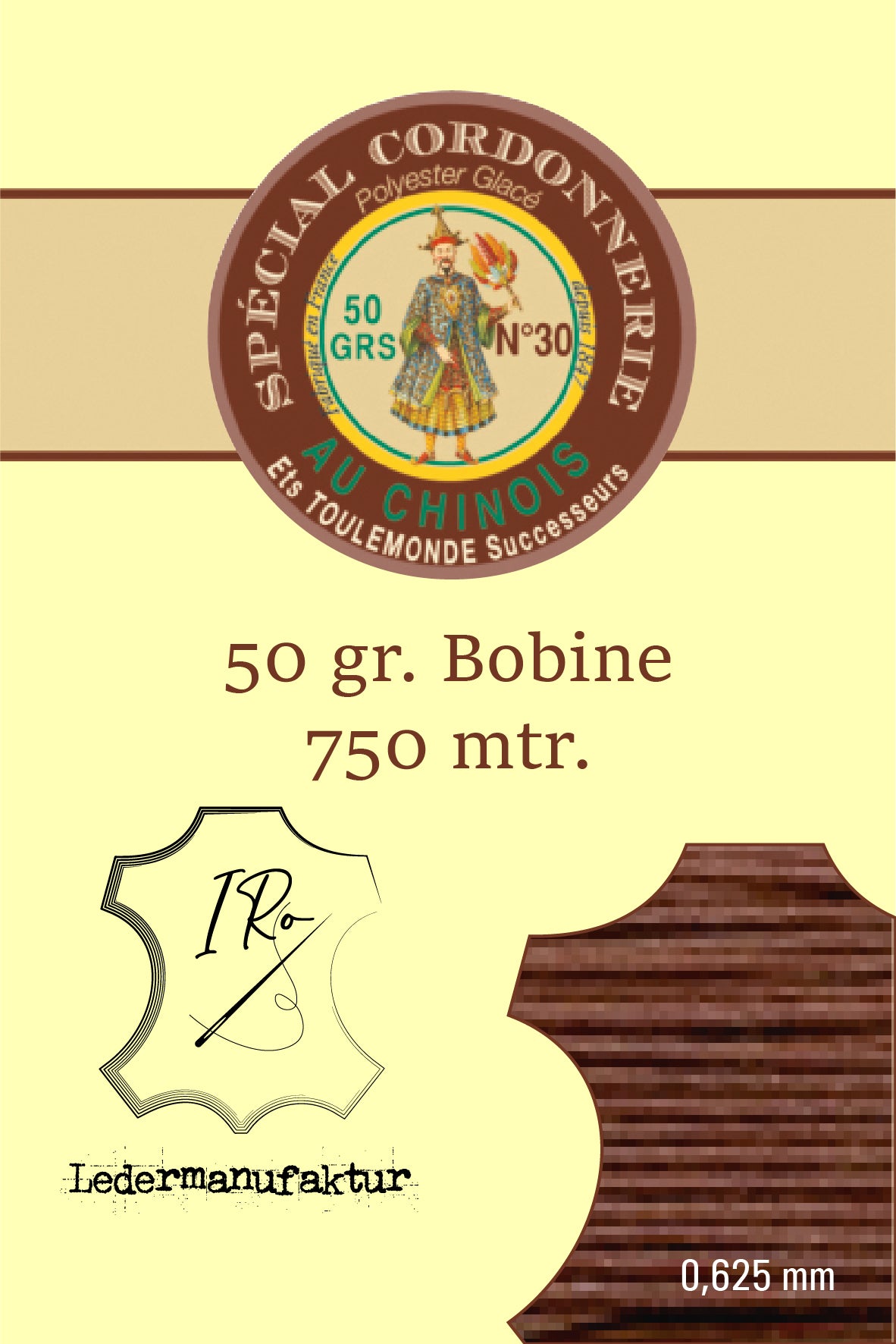 Filato misto cotone speciale pelletteria Fil Au Chinois 50/3 | Bobina da 70g | 0,33 mm | 1000 m