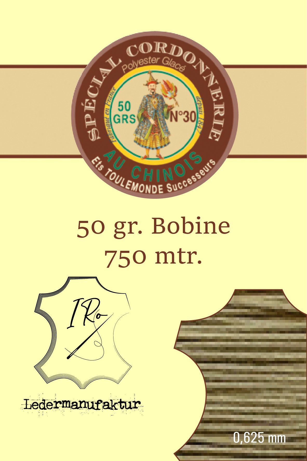 Filato misto cotone speciale pelletteria Fil Au Chinois 50/3 | Bobina da 70g | 0,33 mm | 1000 m
