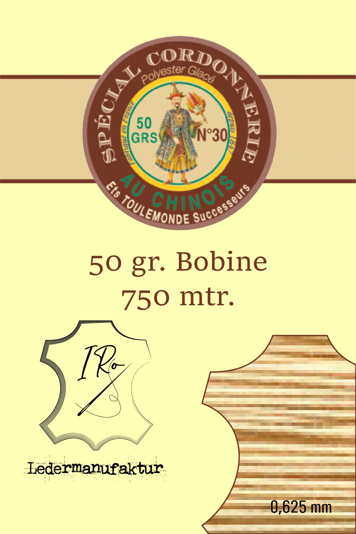 Filato misto cotone speciale pelletteria Fil Au Chinois 50/3 | Bobina da 70g | 0,33 mm | 1000 m