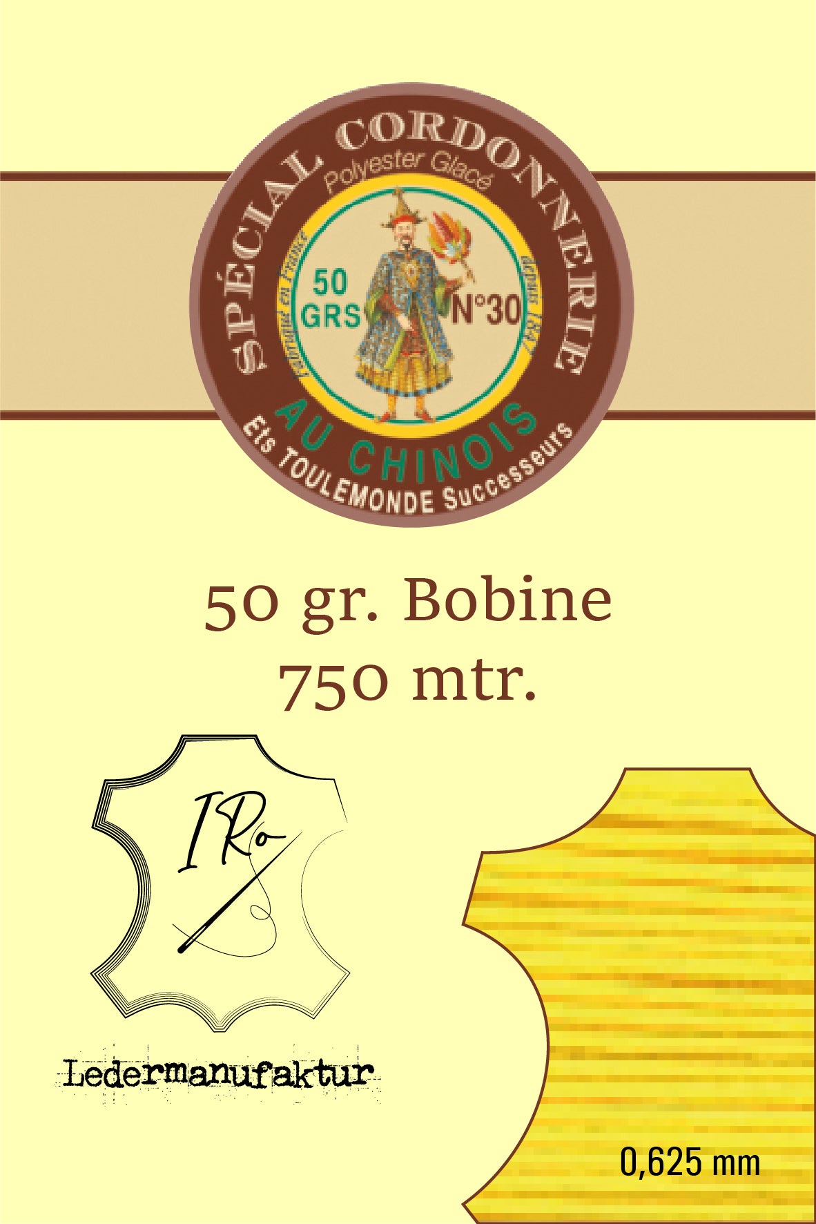Filato misto cotone speciale pelletteria Fil Au Chinois 50/3 | Bobina da 70g | 0,33 mm | 1000 m