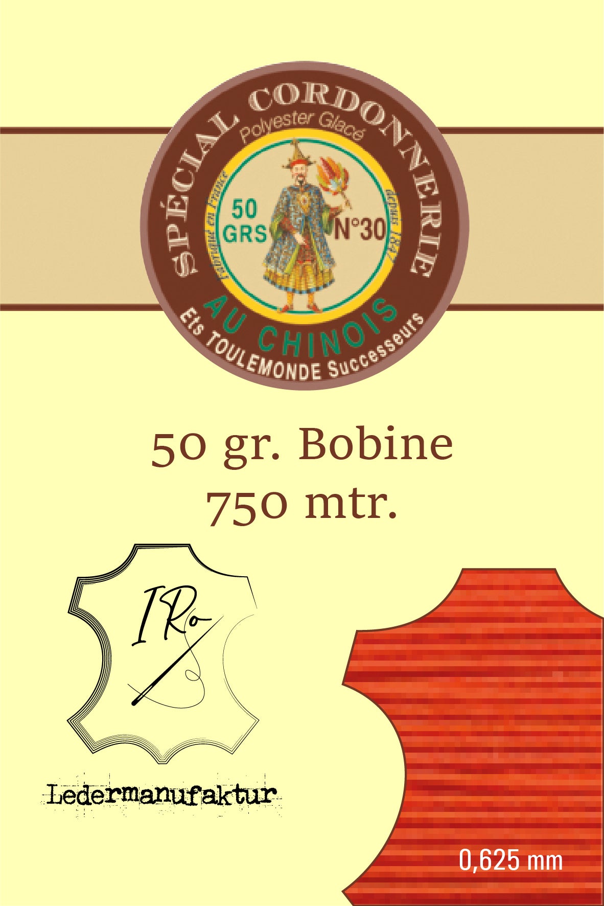 Filato misto cotone speciale pelletteria Fil Au Chinois 50/3 | Bobina da 70g | 0,33 mm | 1000 m