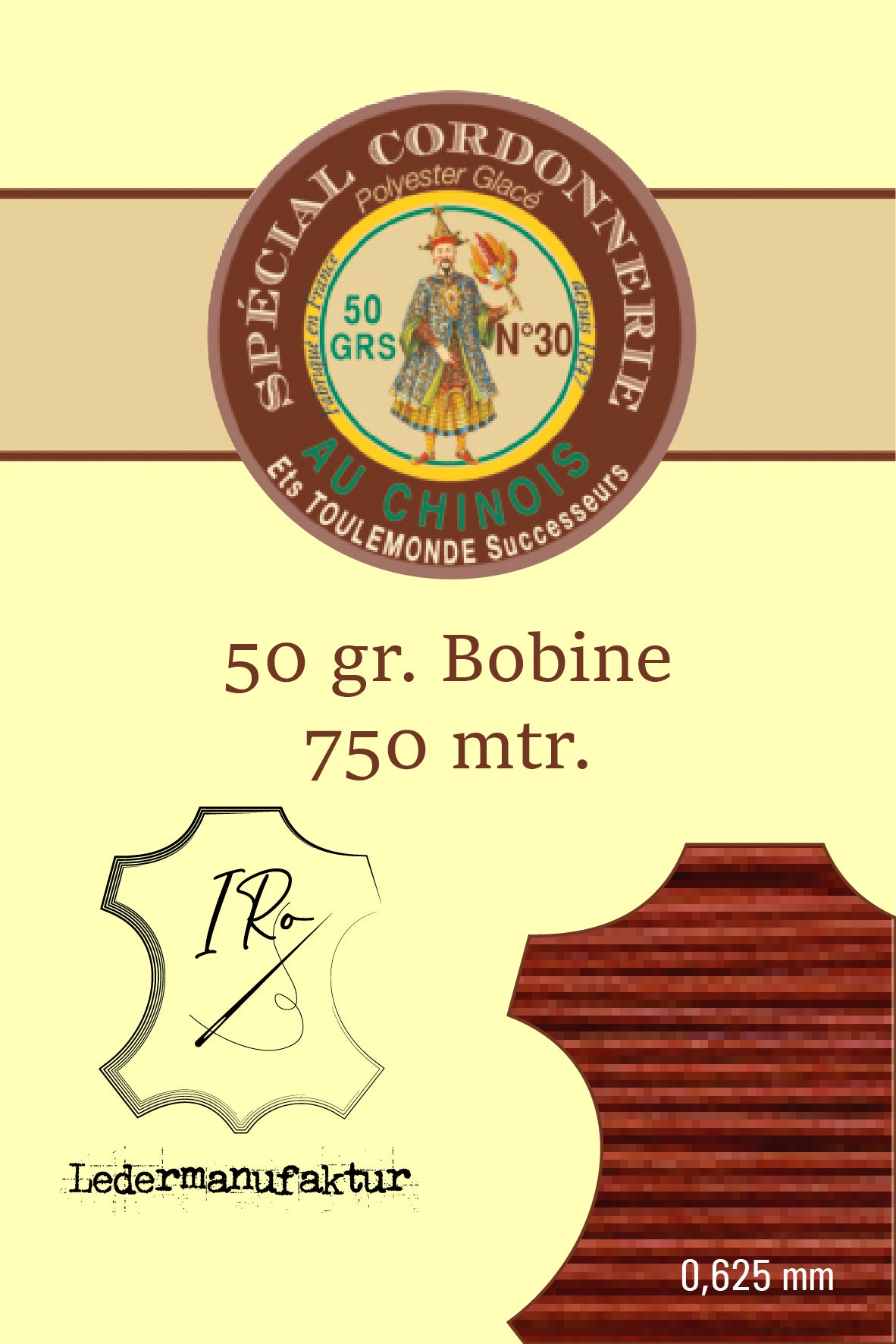Filato misto cotone speciale pelletteria Fil Au Chinois 50/3 | Bobina da 70g | 0,33 mm | 1000 m