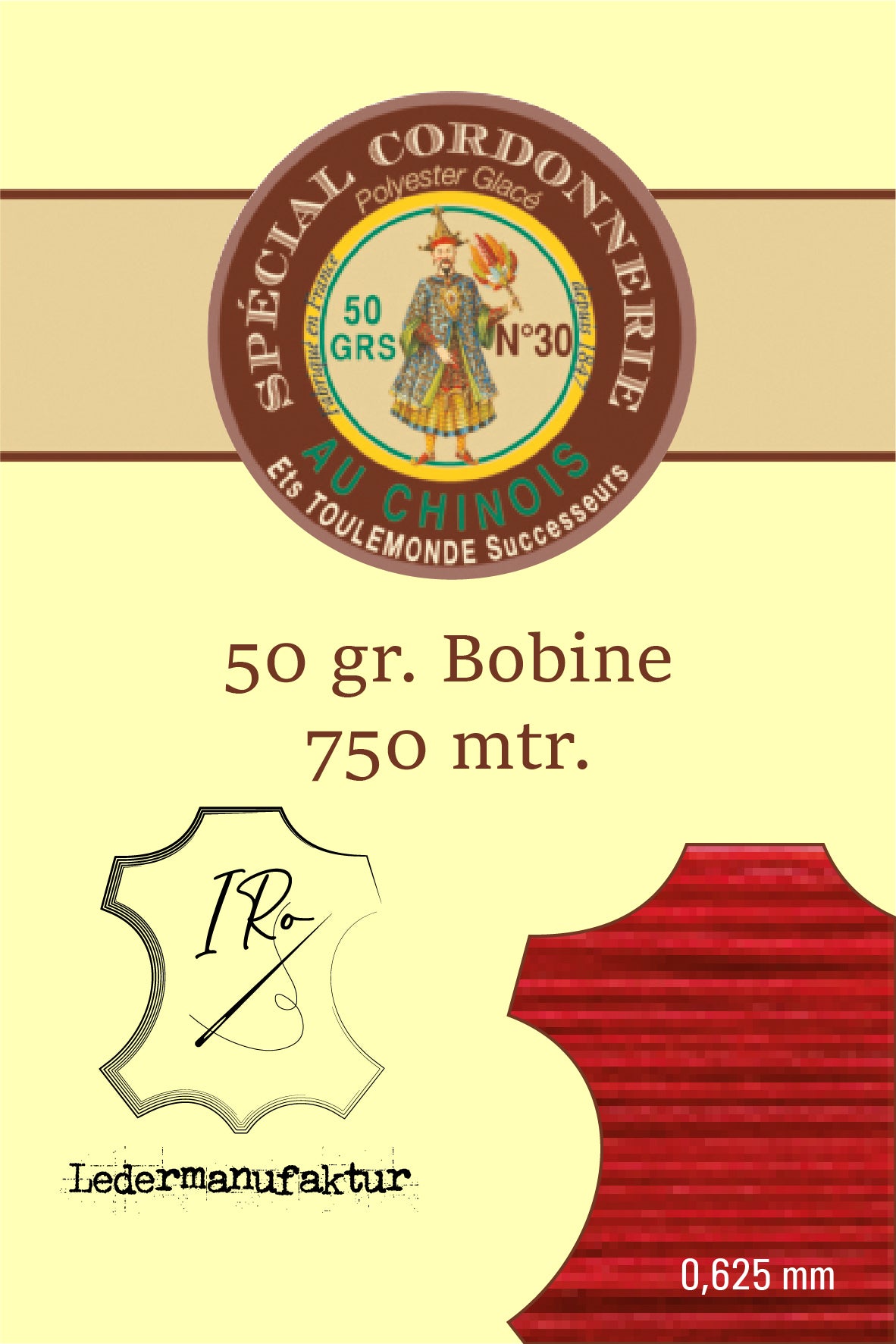 Filato misto cotone speciale pelletteria Fil Au Chinois 50/3 | Bobina da 70g | 0,33 mm | 1000 m