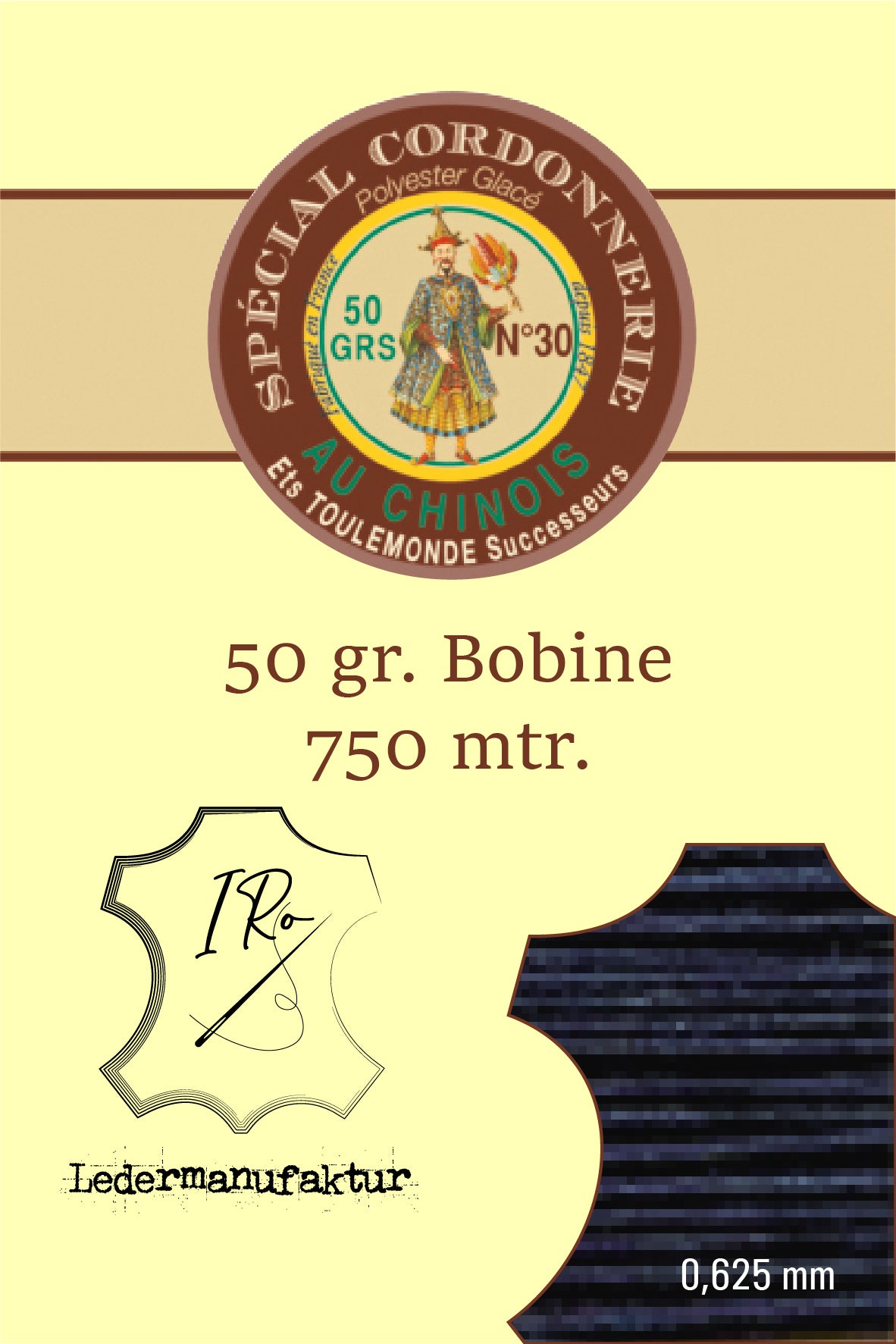 Filato misto cotone speciale pelletteria Fil Au Chinois 50/3 | Bobina da 70g | 0,33 mm | 1000 m