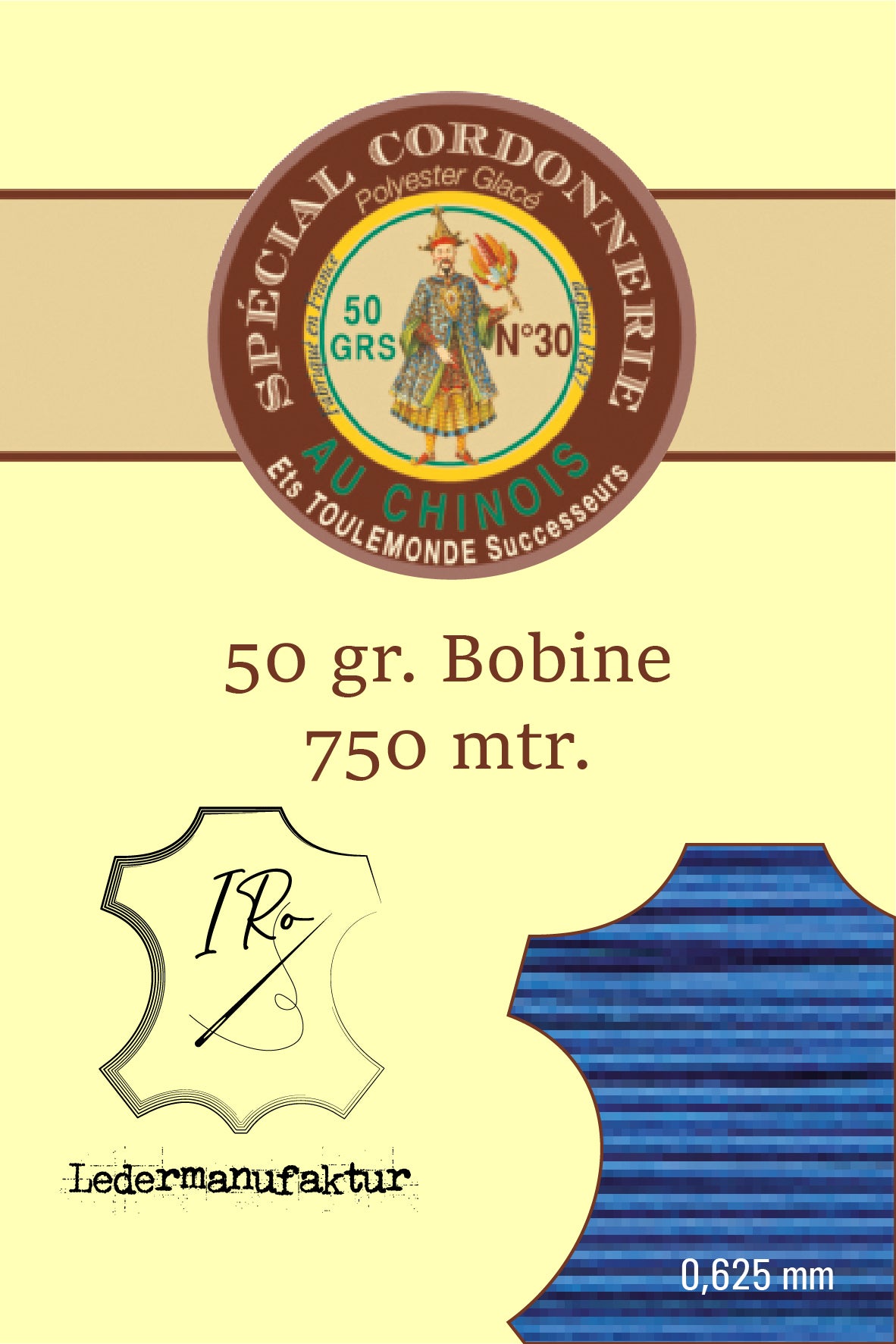 Filato misto cotone speciale pelletteria Fil Au Chinois 50/3 | Bobina da 70g | 0,33 mm | 1000 m