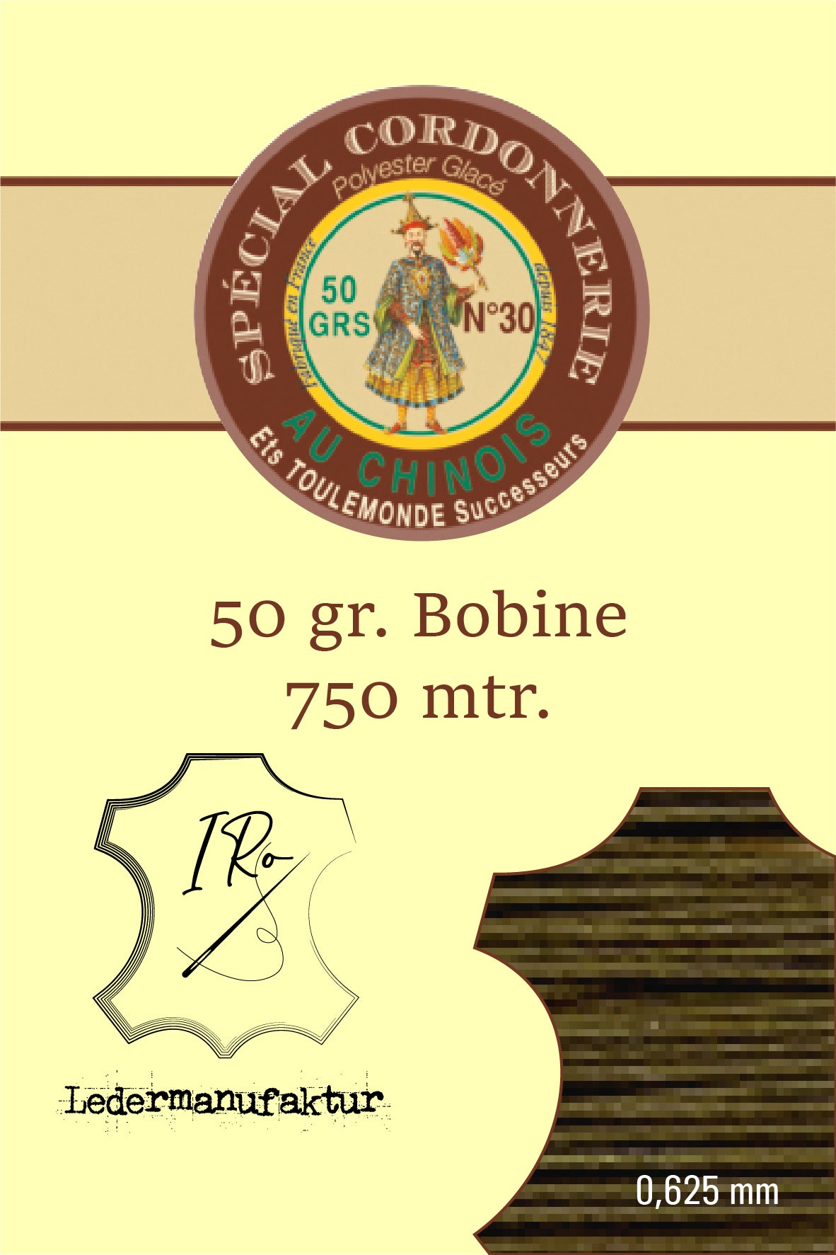 Filato misto cotone speciale pelletteria Fil Au Chinois 50/3 | Bobina da 70g | 0,33 mm | 1000 m