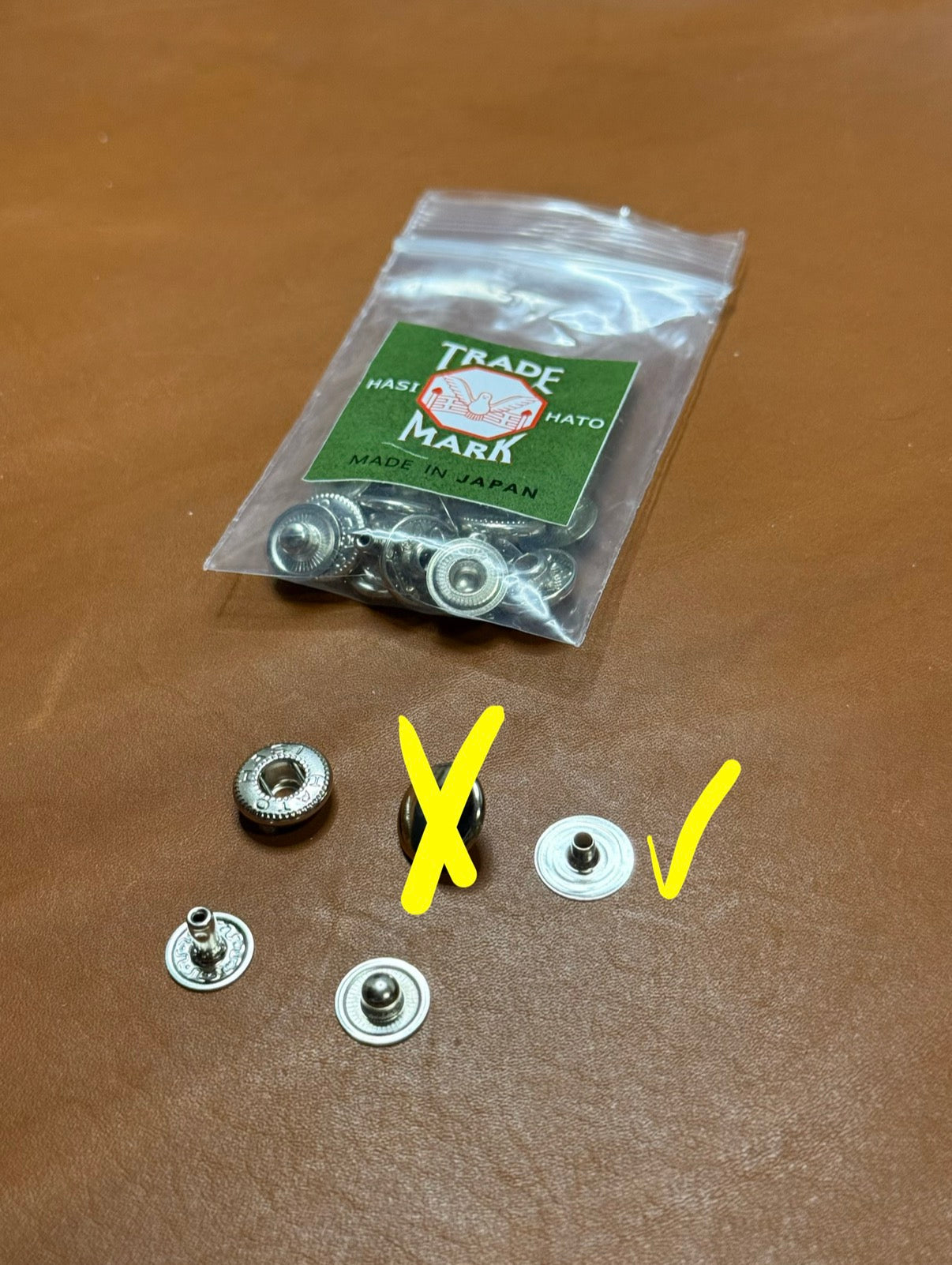 10x Hasi Hato Flat Head Post (M/ No.5/ 11.4mm) solid brass (For spring snaps)