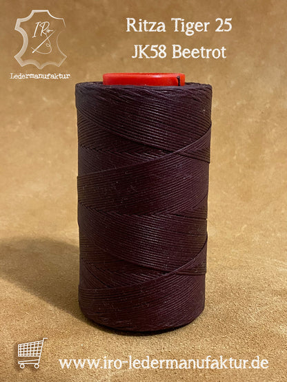 0,8 mm Ritza 25 tiger 50 m Spule | Sewing thread for leather, waxed. Hand stitch flat shape