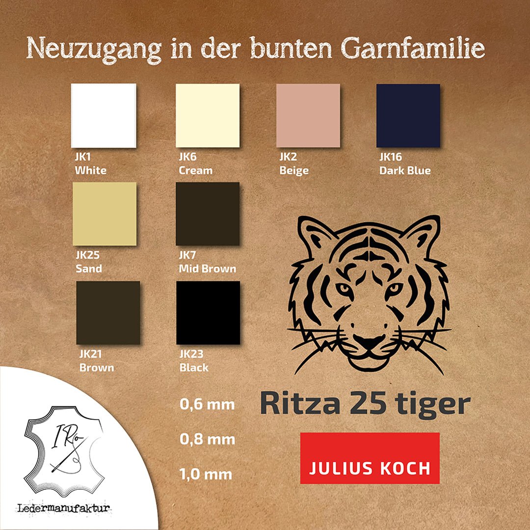 1 mm Ritza 25 tiger 500 m Spule | Nähgarn für Leder, gewachst. Handstich, Handnähgarn, flache Form
